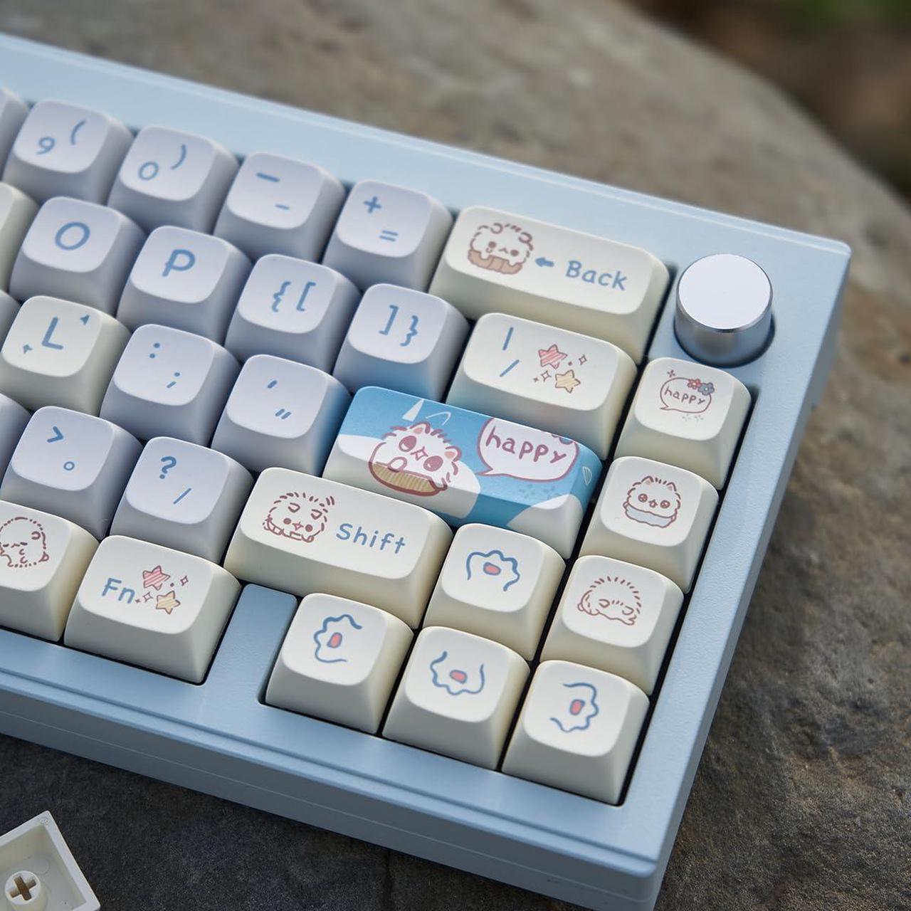 Alt view image 4 of 5 - SUEHIODHY PBT Cat Keycaps Set XDA Profile Cute Keycaps 148 Keys Custom Dye-Sublimation Keyboard Keycaps for 60% 65% 70% 75% 100% Cherry Gateron MX Switches Mechanical Keyboards