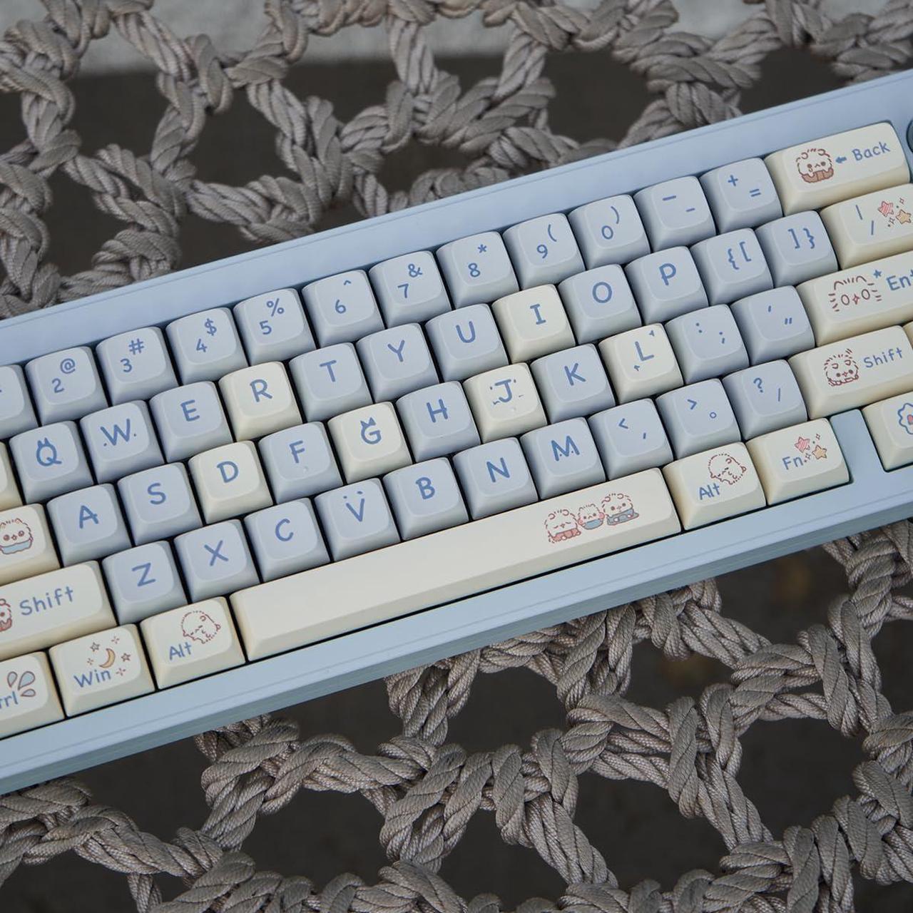 Alt view image 3 of 5 - SUEHIODHY PBT Cat Keycaps Set XDA Profile Cute Keycaps 148 Keys Custom Dye-Sublimation Keyboard Keycaps for 60% 65% 70% 75% 100% Cherry Gateron MX Switches Mechanical Keyboards