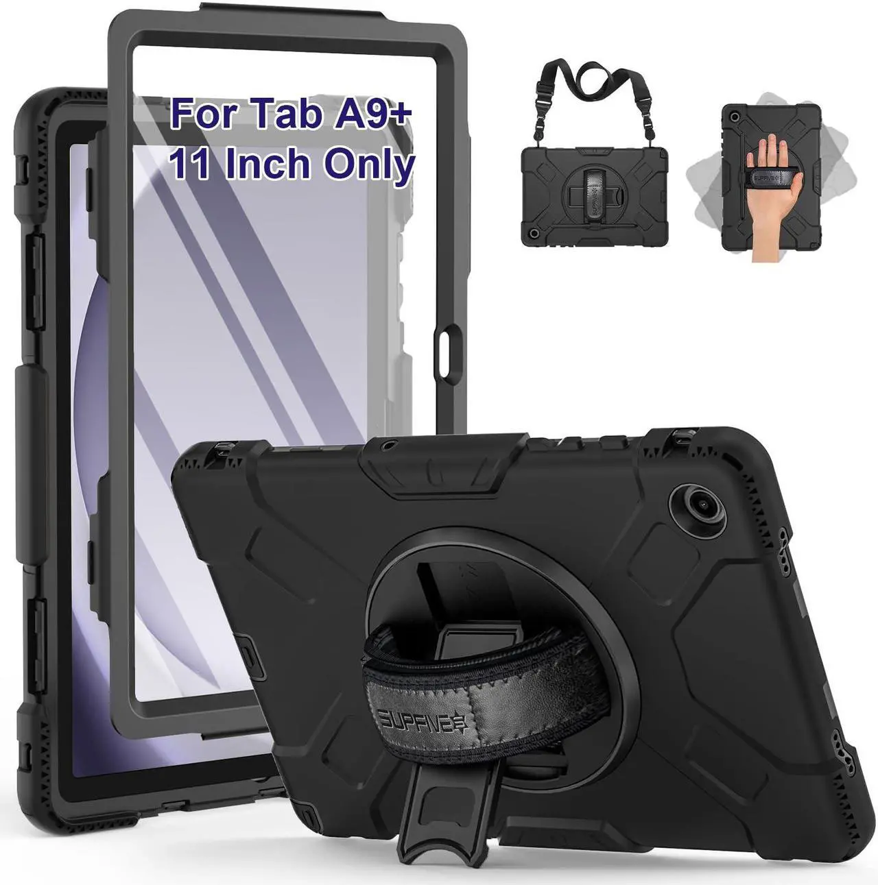 Main image of SUPFIVES Case for Galaxy Tab A9+/A9 Plus 11" with Screen Protector, Upgraded Military Case for Samsung A9 Plus Tablet 11 Inch 2023, Black
