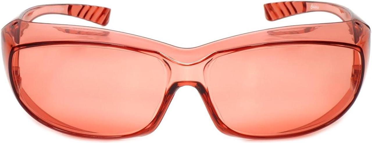 Alt view image 3 of 5 - Calabria 6000 3 Pack FL41 Pink Fitover Safety Glasses Wear Over Prescription Glasses, Migraine Glasses FL-41 Light Sensitivity Women Men Indoor Outdoor Blue Light Blocker Over Glasses Eye Protection