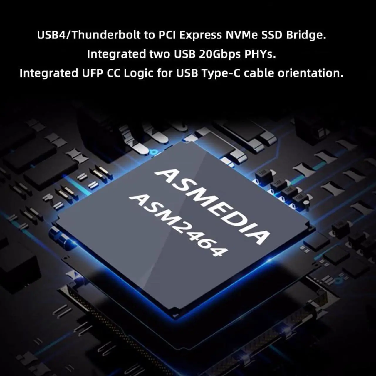Alt view image 5 of 5 - CY USB4.0 Type-C USB4 40Gbps to PCI-E 4.0 X4 SSD NVME NGFF M-Key Enclosure USB-C 20Gbps ASM2464 Chipset