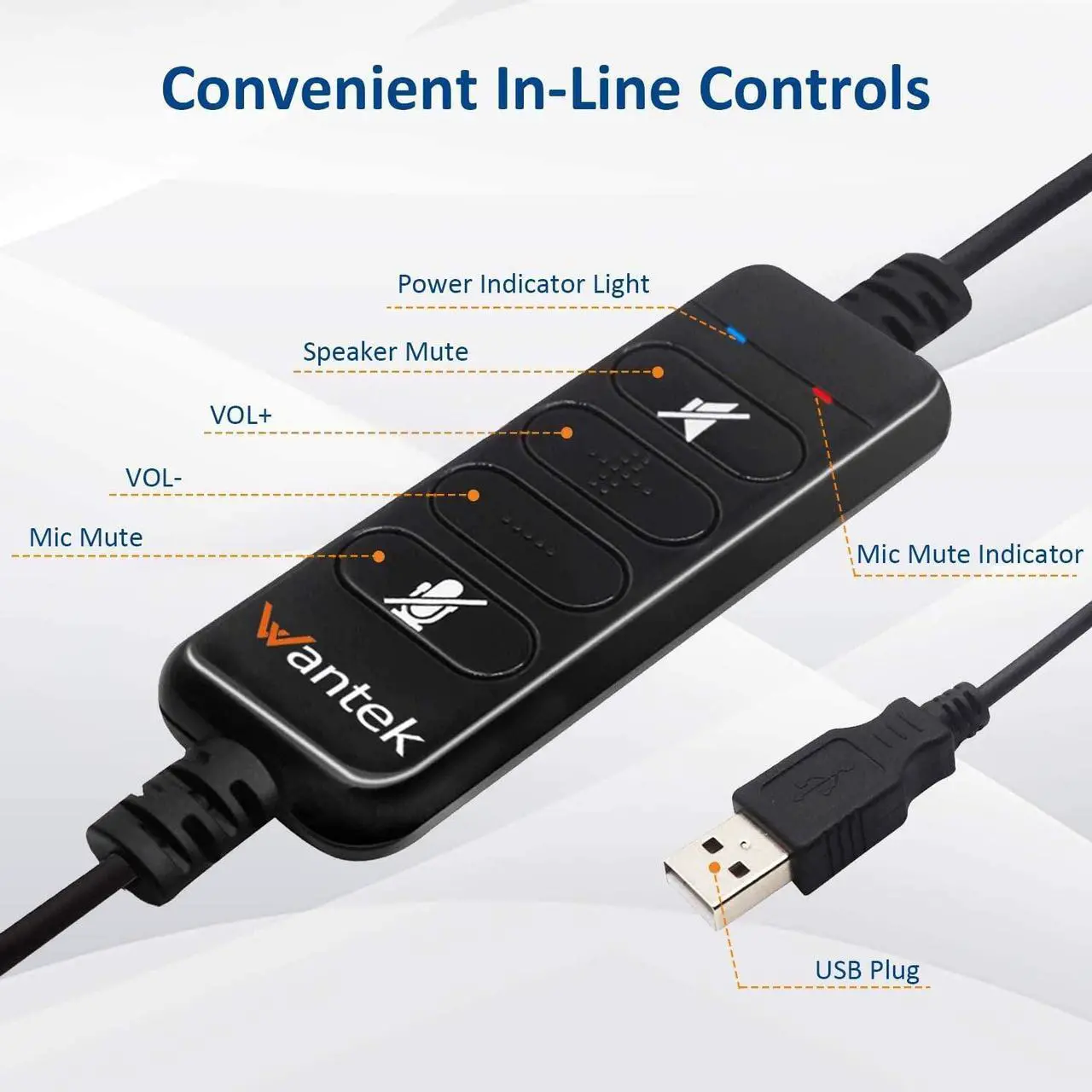 Alt view image 5 of 5 - USB Headset with Microphone Noise Cancelling & Audio Controls, Computer Headphones for PC Laptop, Business, Home Office, Call Center, Skype, Zoom, Webinar, Clear Chat, Super Light,Binaural
