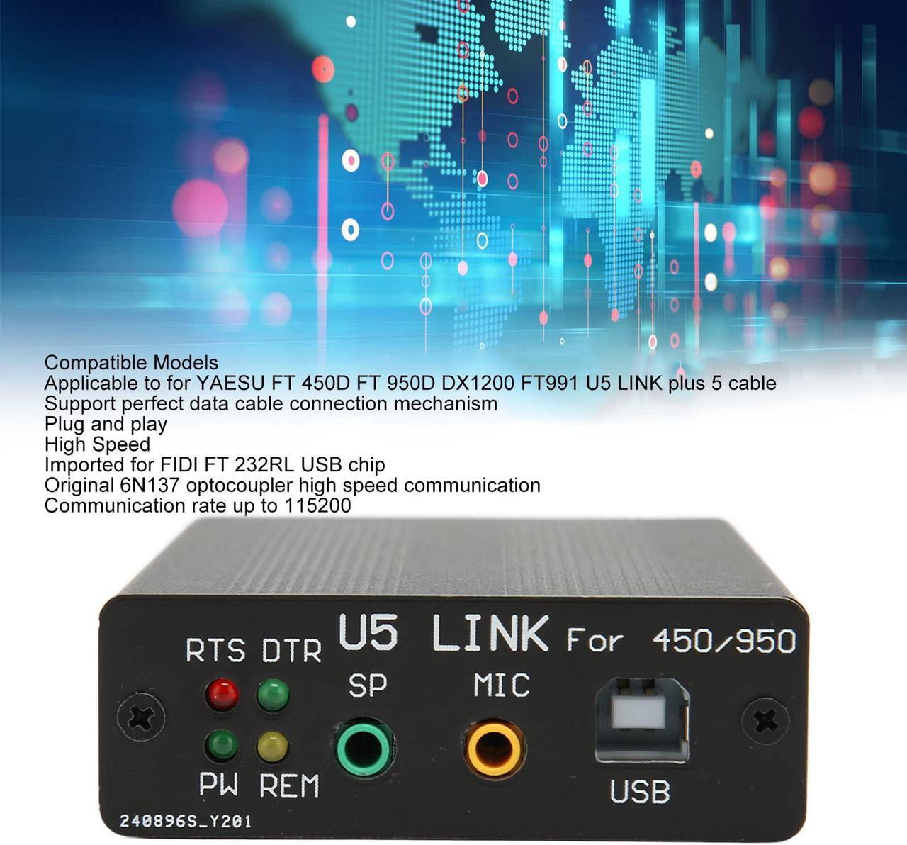 Alt view image 3 of 5 - PC Linker Adapter for yaesu FT 450D FT 950D DX1200 FT991 U5 Link Plus 5 Cable, Radio Connector for YAESU FT 891 991 FT 818 FT 857D FT 897D