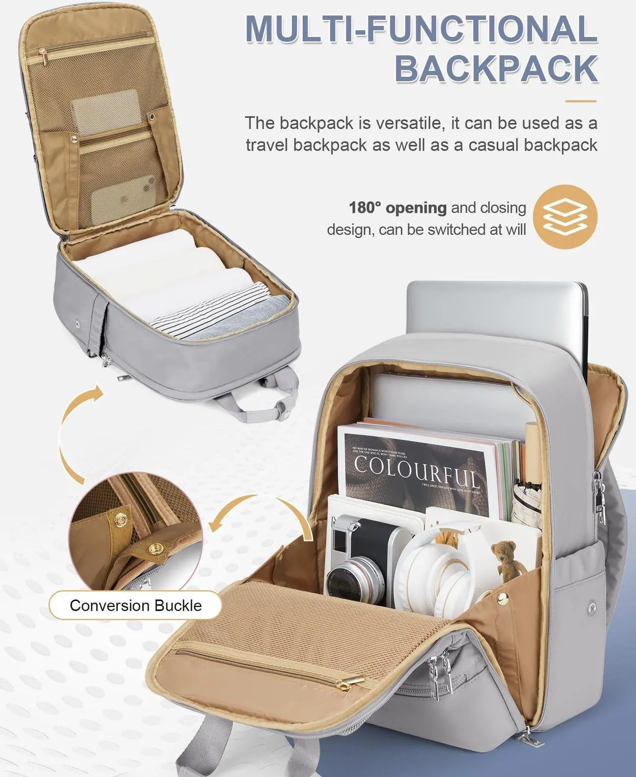 Alt view image 4 of 5 - wepadre Small Travel Backpack Carry on Flight Approved Personal Item Travel Bag Carry on Backpack for Women Work Laptop Backpack for Traveling Personal Bags for Airplanes Mochila De Viaje