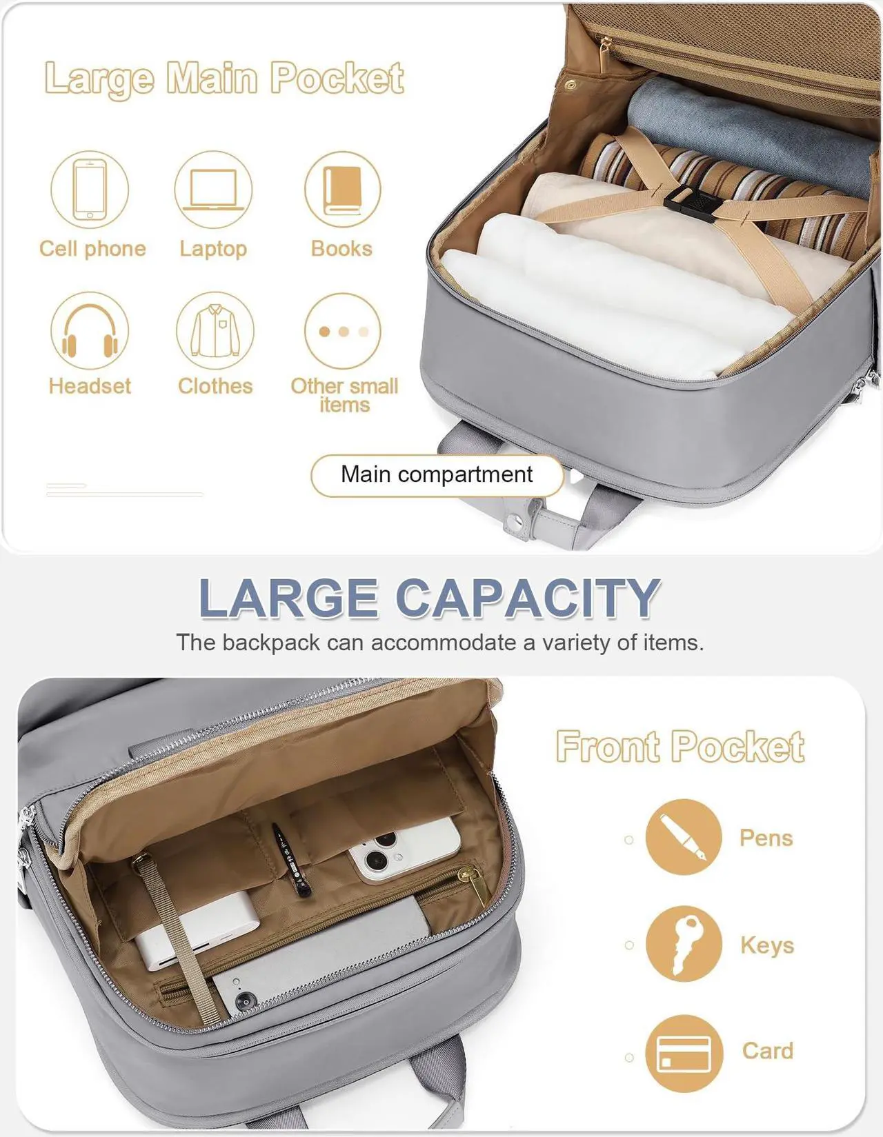 Alt view image 5 of 5 - wepadre Small Travel Backpack Carry on Flight Approved Personal Item Travel Bag Carry on Backpack for Women Work Laptop Backpack for Traveling Personal Bags for Airplanes Mochila De Viaje