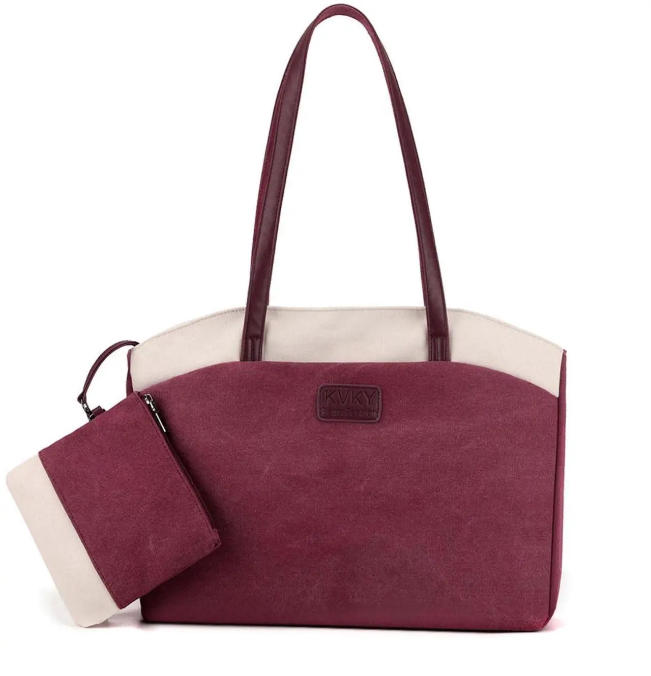 Main image of Wxnow Women Laptop Tote Bag Canvas Handbag Purse Shoulder Bag (D-Claret-red)