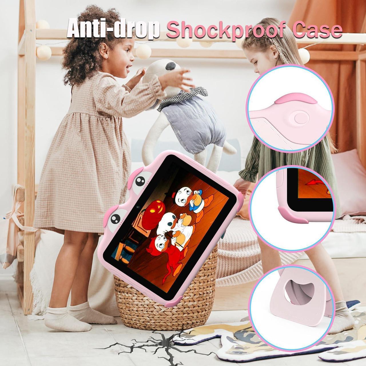 Alt view image 5 of 5 - YINOCHE Toddler Tablet for Toddlers 10 inch Kids Tablet Android Tablet for Kids 64GB Kids Tablets with Case WiFi Children's Tablets Dual Camera Touch Screen Kids Apps Installed Netflix YouTube (Pink)