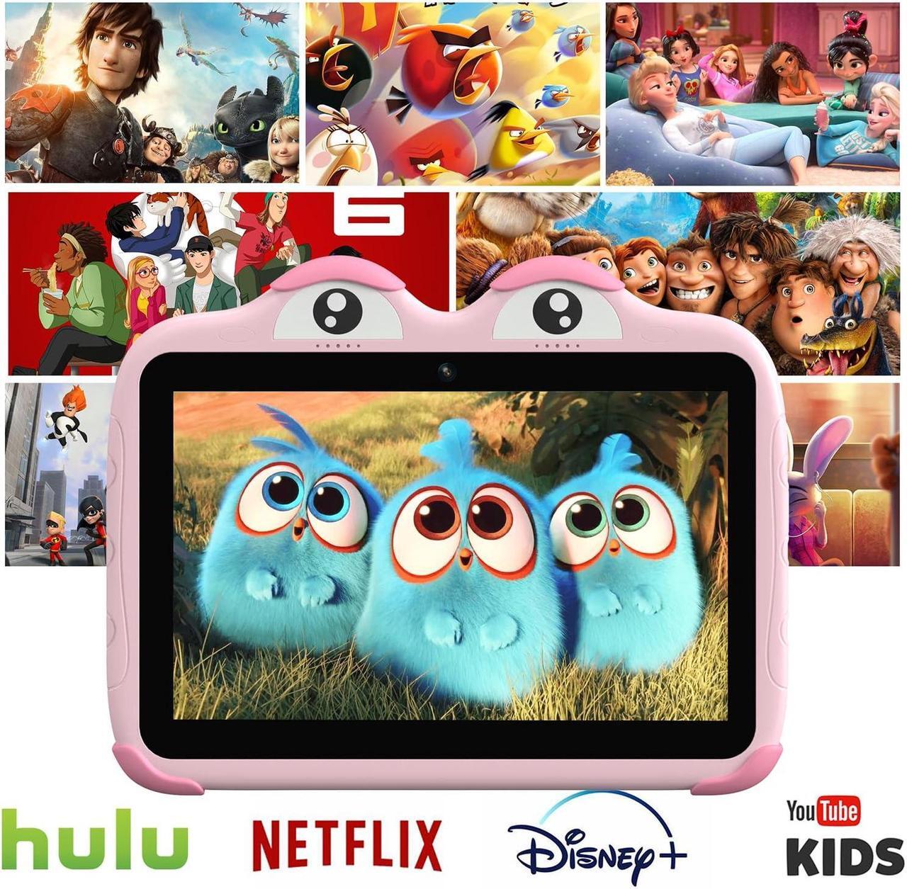 Alt view image 3 of 5 - YINOCHE Toddler Tablet for Toddlers 10 inch Kids Tablet Android Tablet for Kids 64GB Kids Tablets with Case WiFi Children's Tablets Dual Camera Touch Screen Kids Apps Installed Netflix YouTube (Pink)