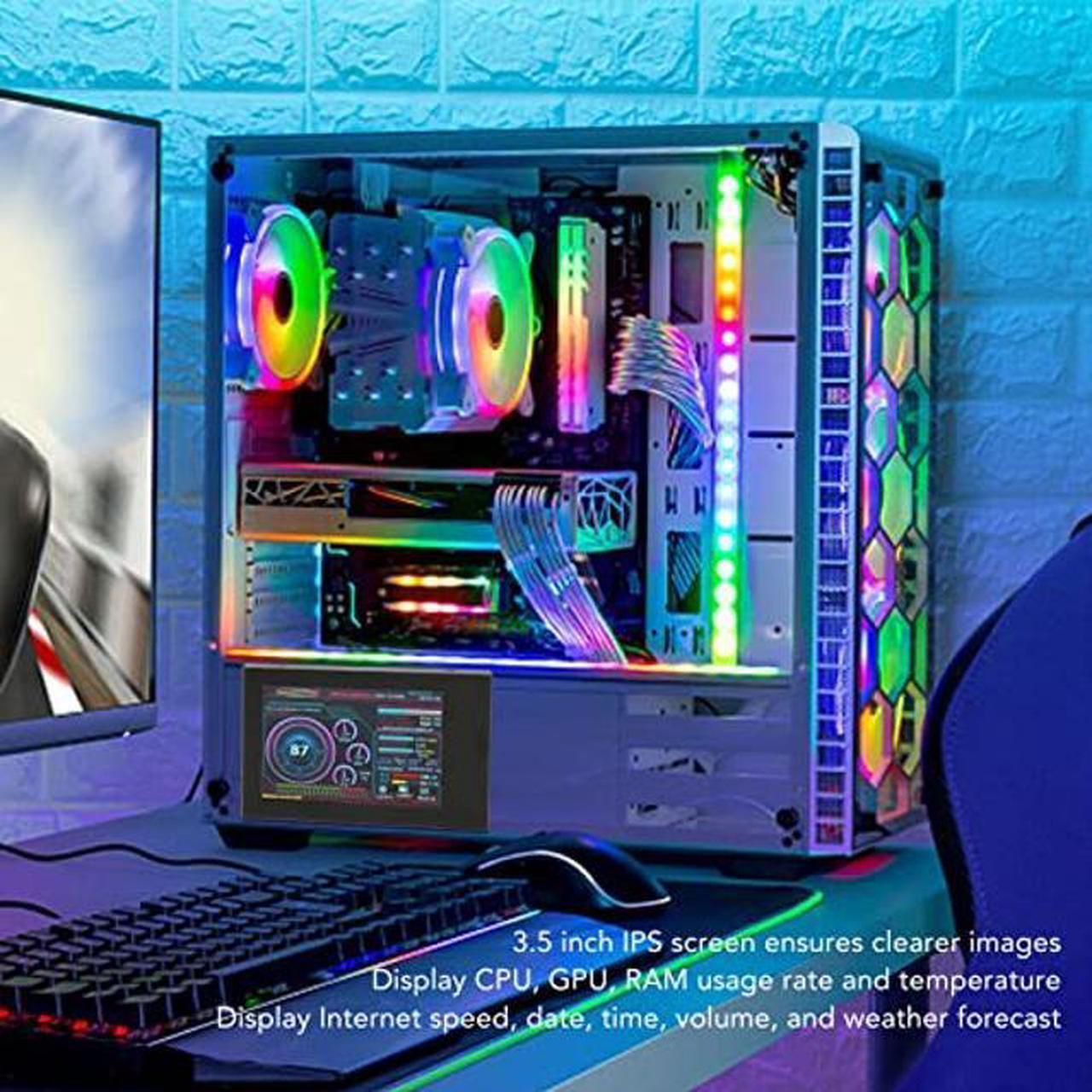 Alt view image 5 of 5 - Zopsc 3.5in Computer Temp Monitor IPS USB Mini Screen PC CPU RAM Data Monitor PC Sensor Panel Dynamic Display Monitor