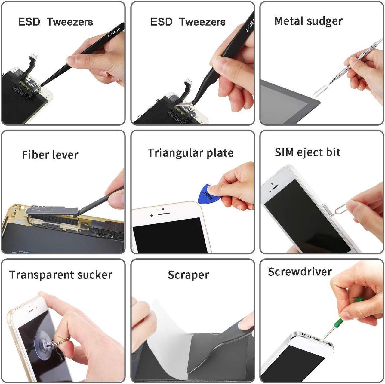 Alt view image 4 of 5 - Kaisi Professional Electronics Opening Pry Tool Repair Kit +K330 ILarge Repair Work Mat,Silicone Soldering Mat Nylon Spudgers and Anti-Static Tweezers for Cellphone iPhone Laptops Tablets and More