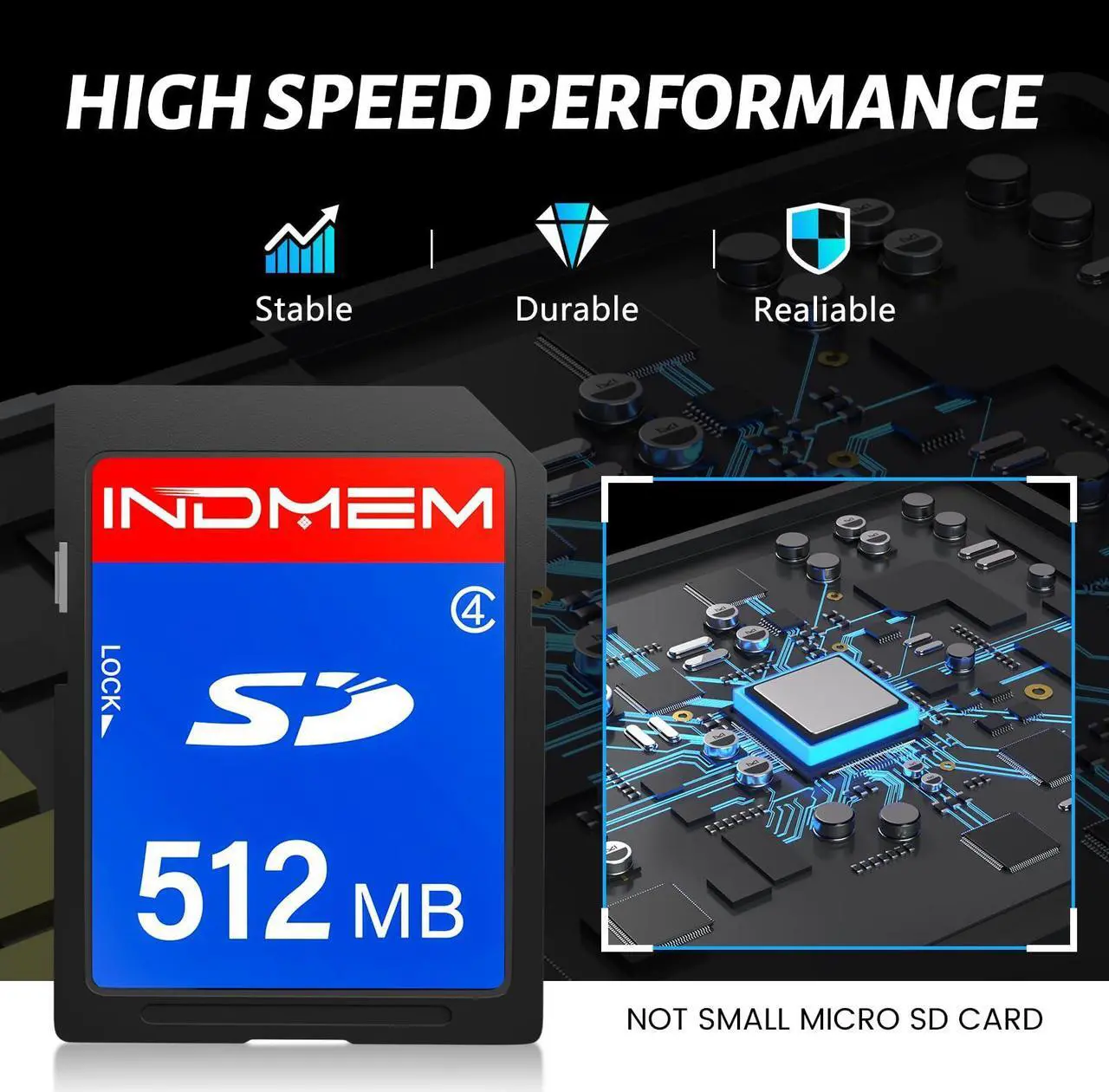 Alt view image 2 of 5 - INDMEM SD Card 512MB, 10 Packs Class 4 512MB Flash Memory Card MLC Standard Secure Digital Cards Camera Cards