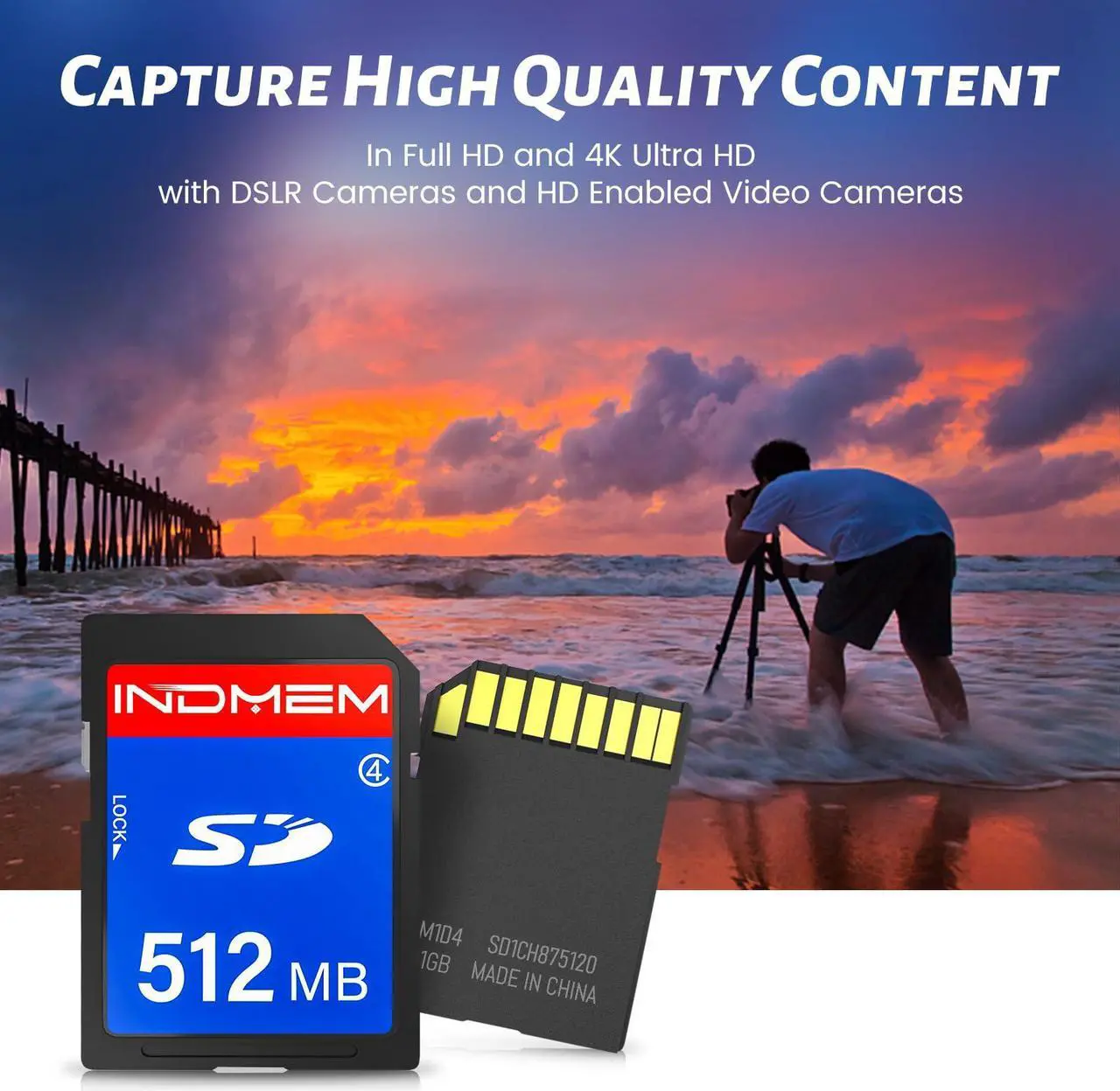 Alt view image 5 of 5 - INDMEM SD Card 512MB, 10 Packs Class 4 512MB Flash Memory Card MLC Standard Secure Digital Cards Camera Cards