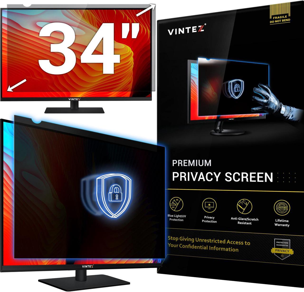 Main image of VINTEZ 34 Inch 21:9 Computer Privacy Screen Filter for Widescreen Monitor and Laptop - Anti-Glare - Anti-Scratch Protector Film - Data Confidentiality Shield (1 Pack)