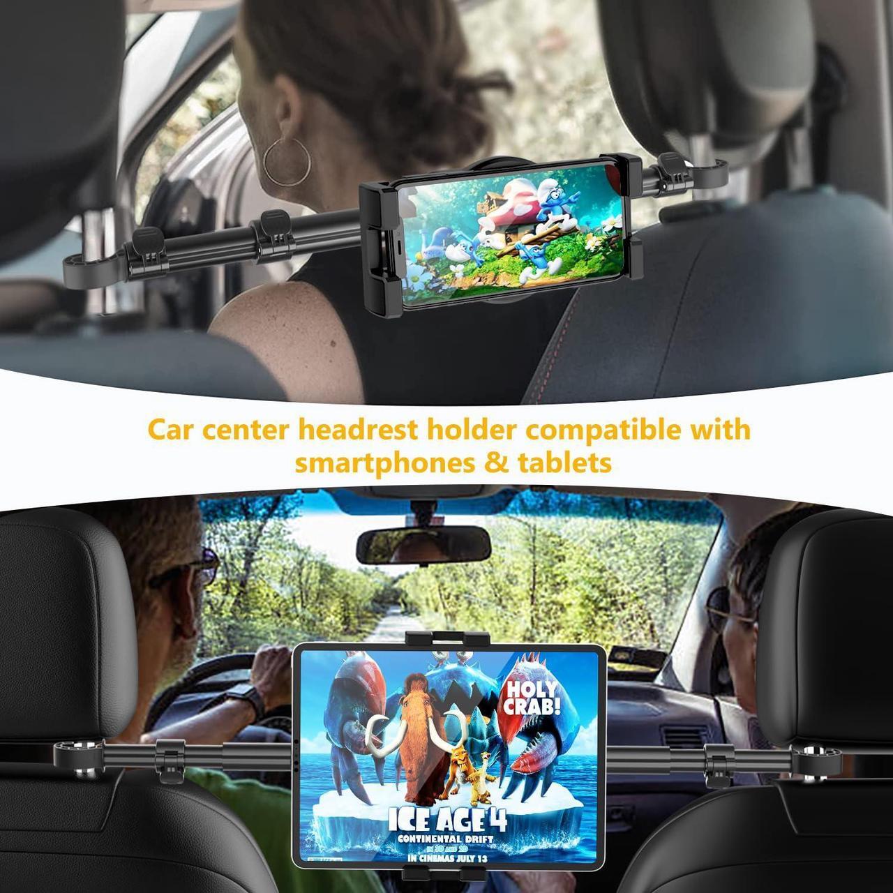 Alt view image 4 of 5 - YOOZ Car Headrest Tablet Holder, Car Back Seat Tablet Mount Kids [Stretchable & Ultra-Stable] Between Seats Tablet Stand for Switch, iPad Pro Air Mini, Lenovo, iPhone, 4-12.9" Tablets & Phones