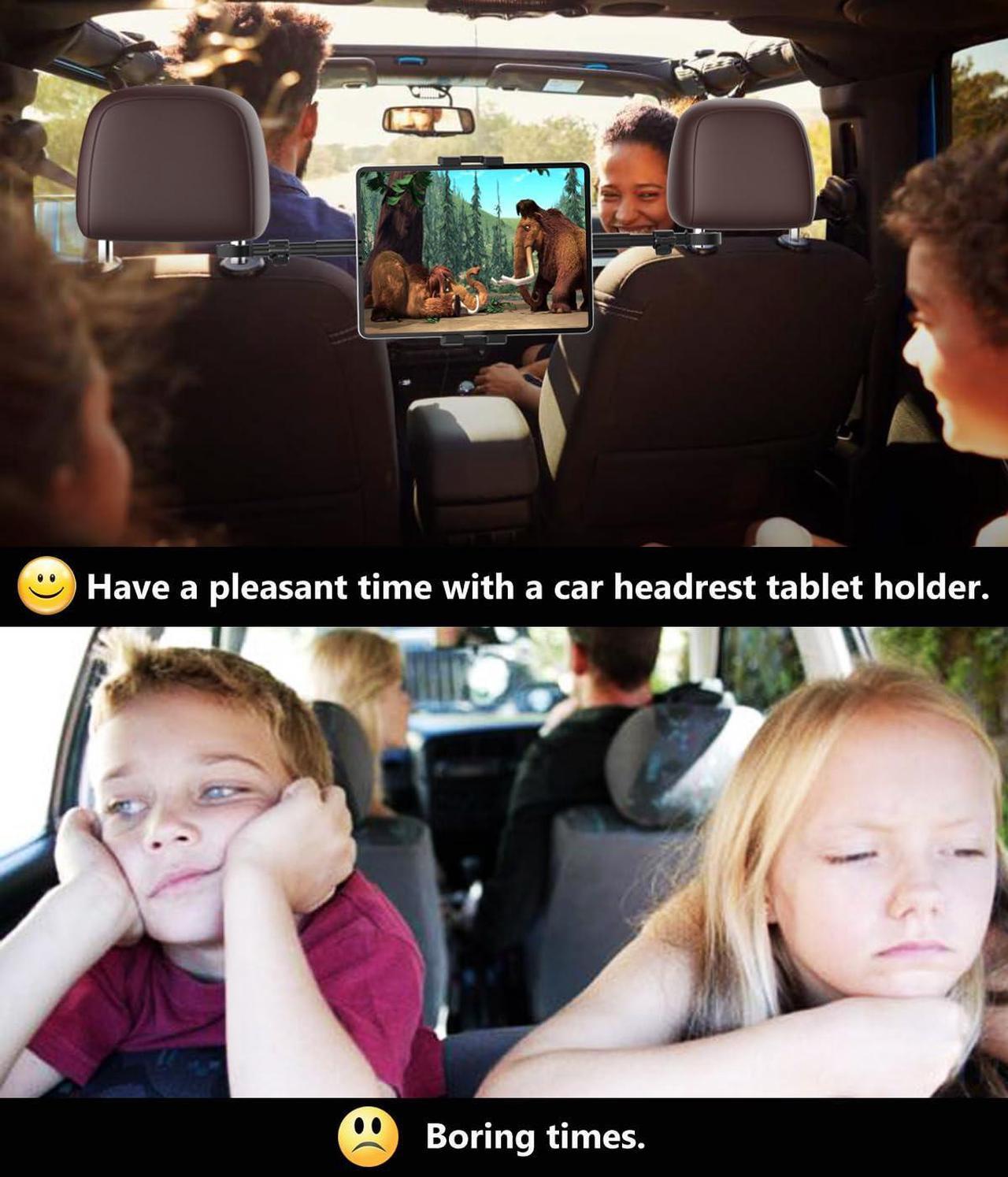 Alt view image 5 of 5 - YOOZ Car Headrest Tablet Holder, Car Back Seat Tablet Mount Kids [Stretchable & Ultra-Stable] Between Seats Tablet Stand for Switch, iPad Pro Air Mini, Lenovo, iPhone, 4-12.9" Tablets & Phones