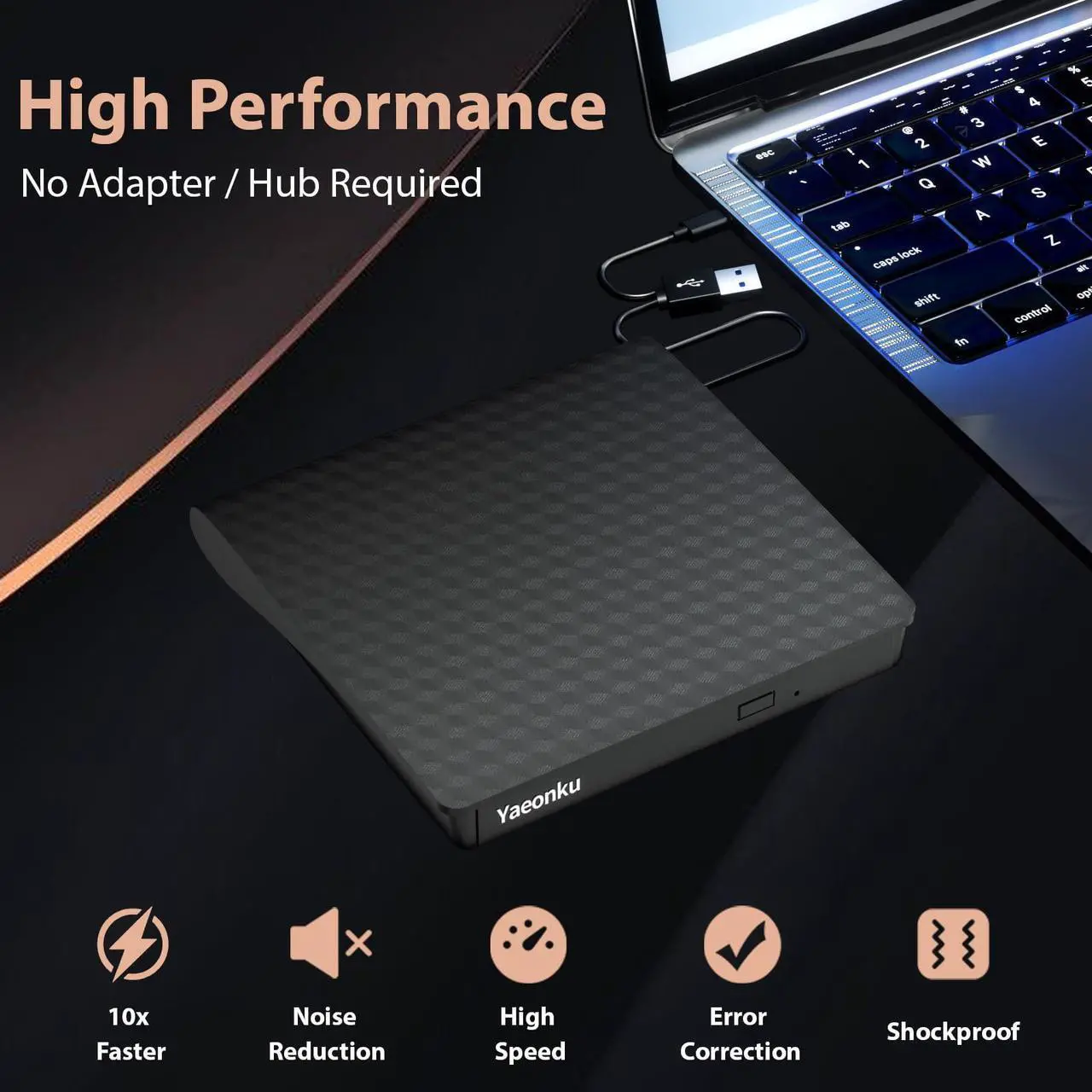 Alt view image 2 of 5 - Yaeonku External Bluray Drive, USB 3.0 and Type-C Blu Ray Burner Player Slim 3D Optical Blu-Ray DVD CD player Compatible with Windows XP/7/8/10/11 Mac OS for PC Laptop Desktop MacBook