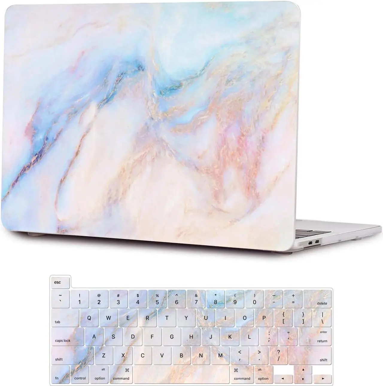 Main image of SaharaCase - Apple MacBook Pro 13" Laptops Hybrid-Flex Arts Case with Silicone KeyPad Cover - Sleek Hard Shell, Snap-On, Anti-Slip Grip (Blue Marble)