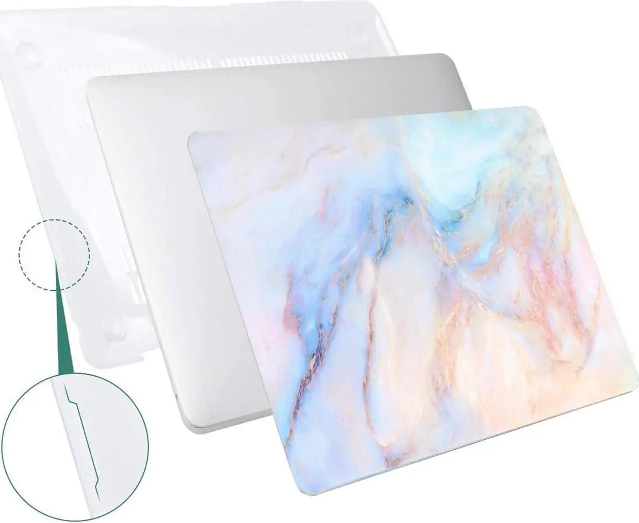 Alt view image 3 of 5 - SaharaCase - Apple MacBook Pro 13" Laptops Hybrid-Flex Arts Case with Silicone KeyPad Cover - Sleek Hard Shell, Snap-On, Anti-Slip Grip (Blue Marble)