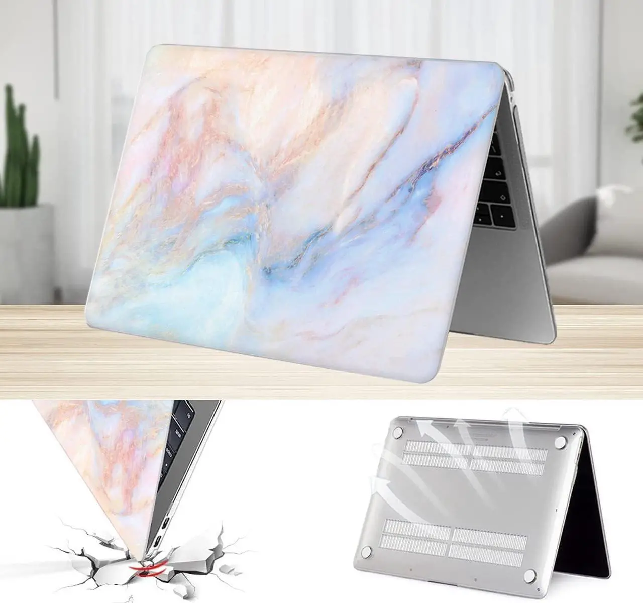 Alt view image 4 of 5 - SaharaCase - Apple MacBook Pro 13" Laptops Hybrid-Flex Arts Case with Silicone KeyPad Cover - Sleek Hard Shell, Snap-On, Anti-Slip Grip (Blue Marble)
