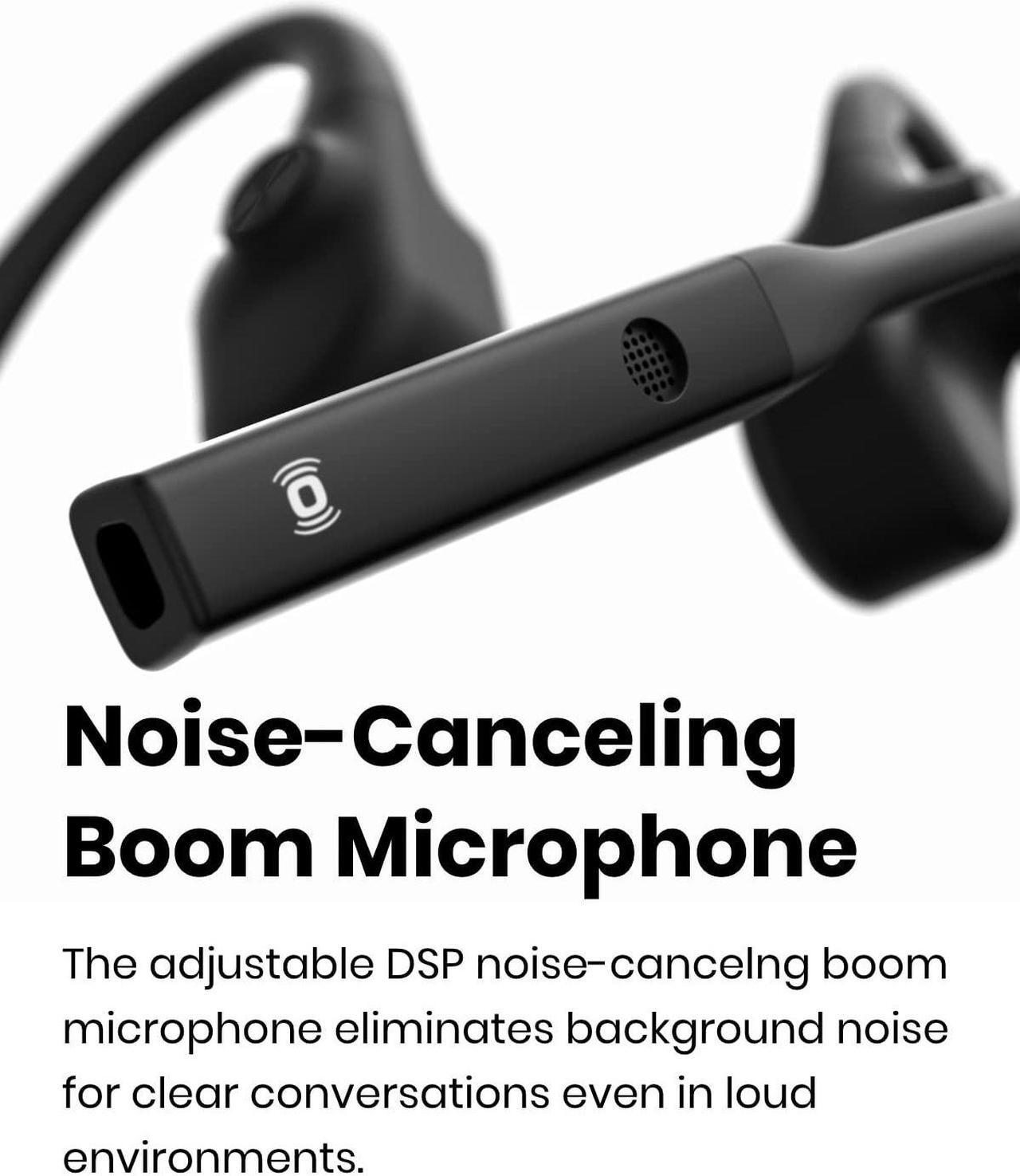 Alt view image 4 of 5 - Aftershokz OpenComm (Rebranded as Shokz OpenComm) Wireless Stereo Bone Conduction Bluetooth Headset with Noise-Canceling Boom Microphone for Office Home Business Trucker Drivers Commercial Use, Black
