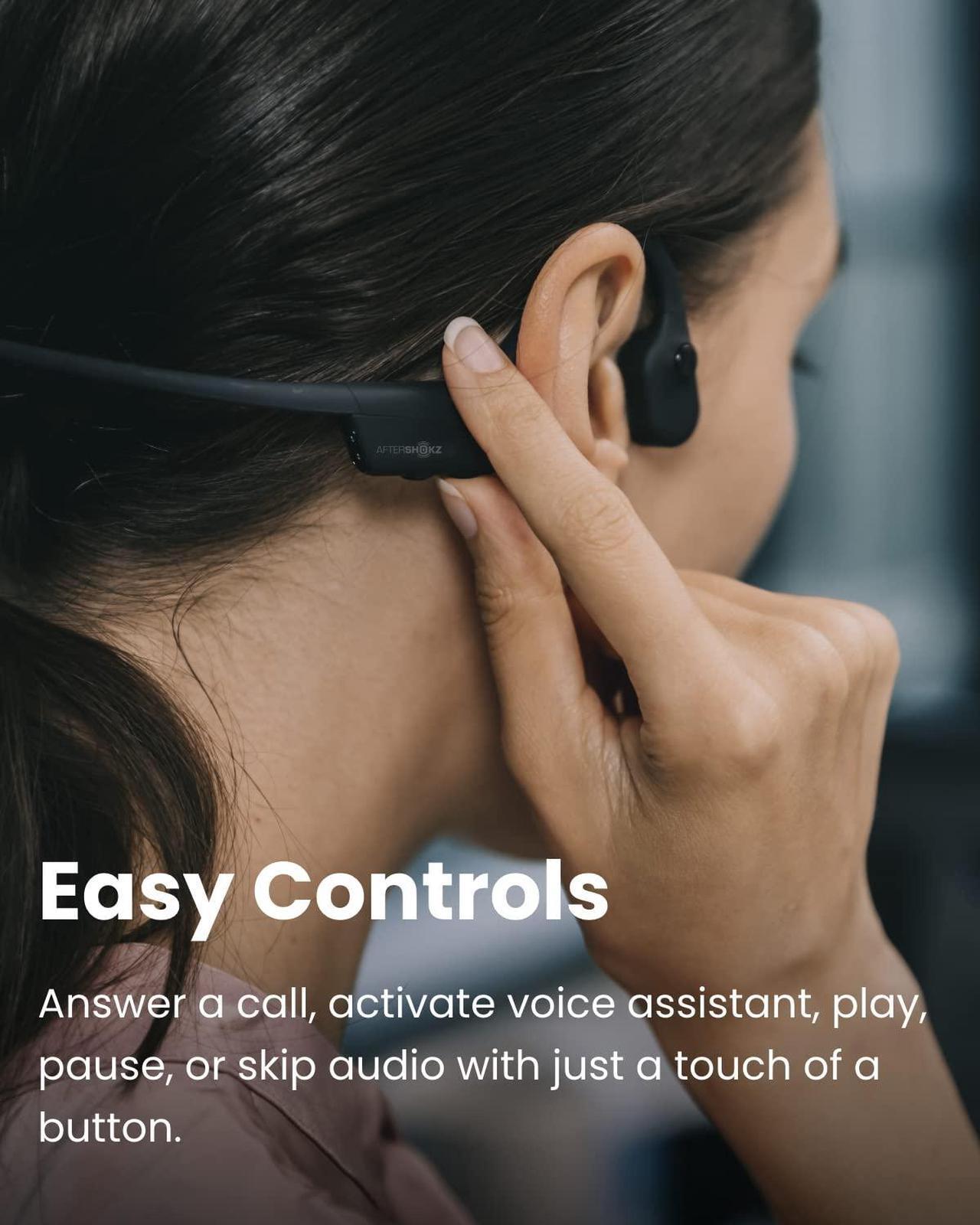 Alt view image 5 of 5 - Aftershokz OpenComm (Rebranded as Shokz OpenComm) Wireless Stereo Bone Conduction Bluetooth Headset with Noise-Canceling Boom Microphone for Office Home Business Trucker Drivers Commercial Use, Black