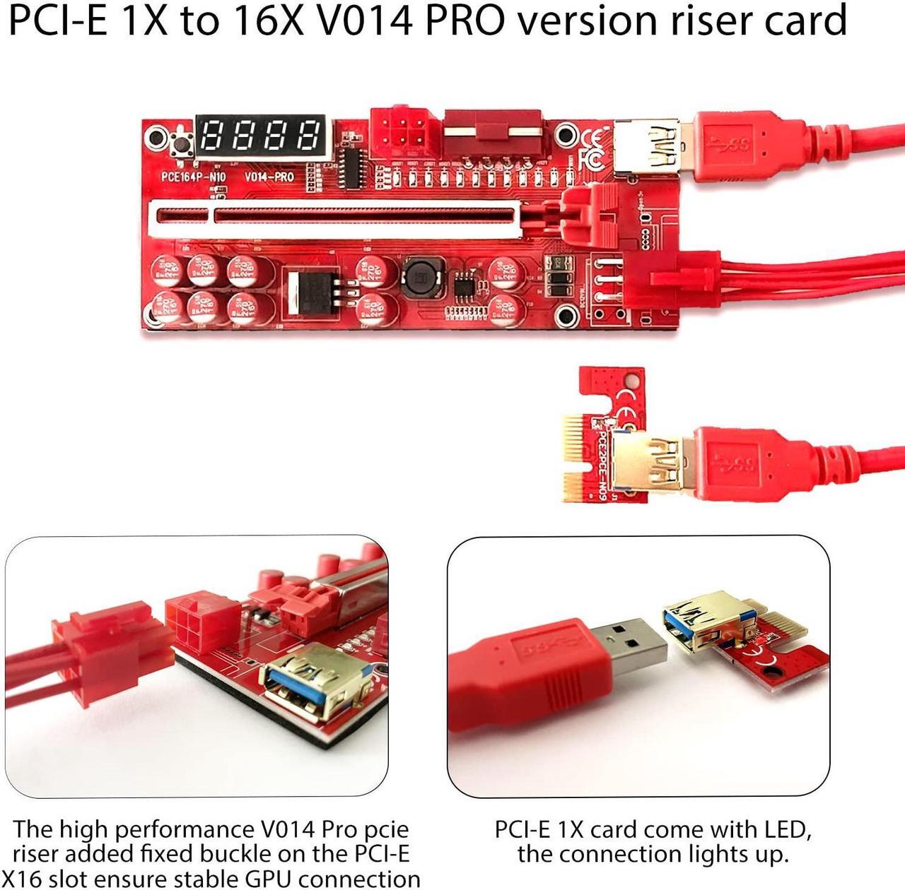 Alt view image 5 of 5 - Pcie Riser Mining Card - GPU Risers V014 Pro PCI-Express 1X to 16X Riser Adapter with 10 Solid Capacitors for Bitcoin Ethereum BTC ETH Miner Rig (6 Pack)