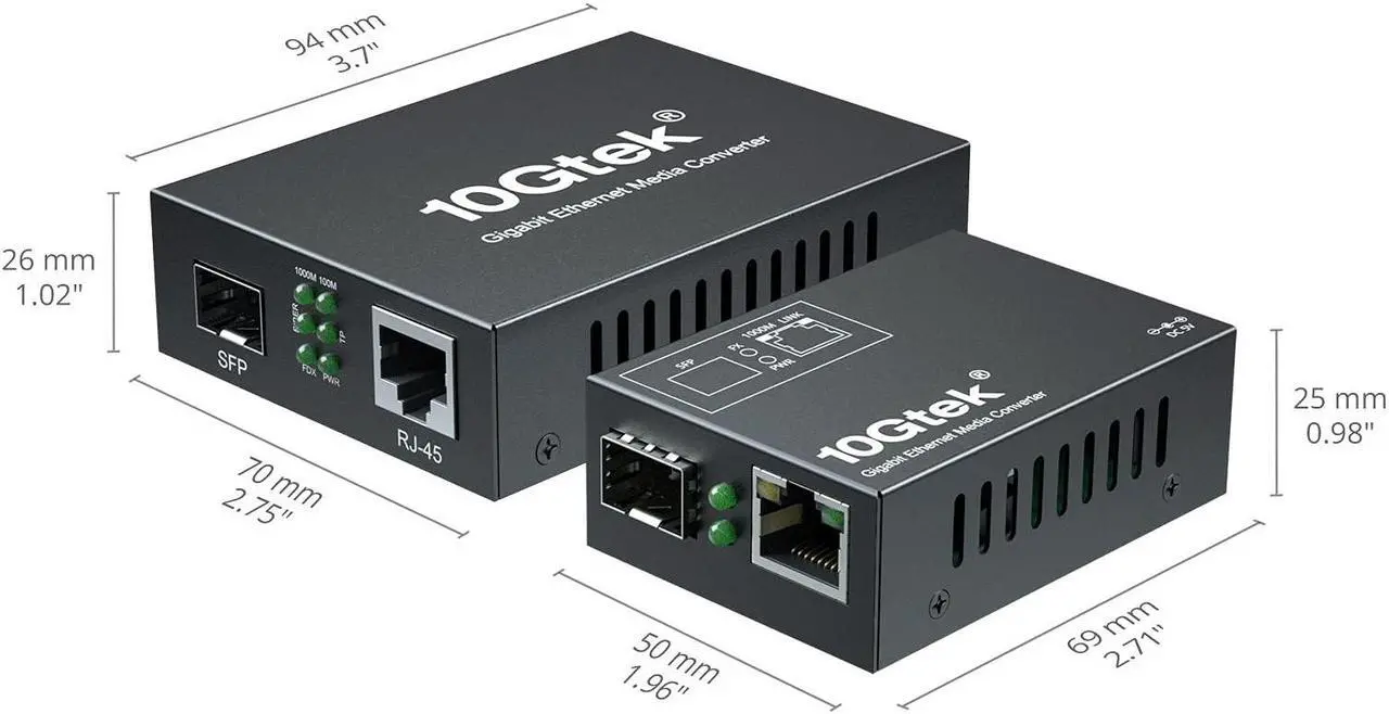 Alt view image 2 of 5 - ipolex A Pair of Gigabit Single Mode Fiber Media Converter | Single Mode Single LC Fiber to Ethernet Media Converter| 10/100/1000M RJ45 to 1310nm SFP | Mini Size 2.71''*1.96''*0.98'' | Plug and Play