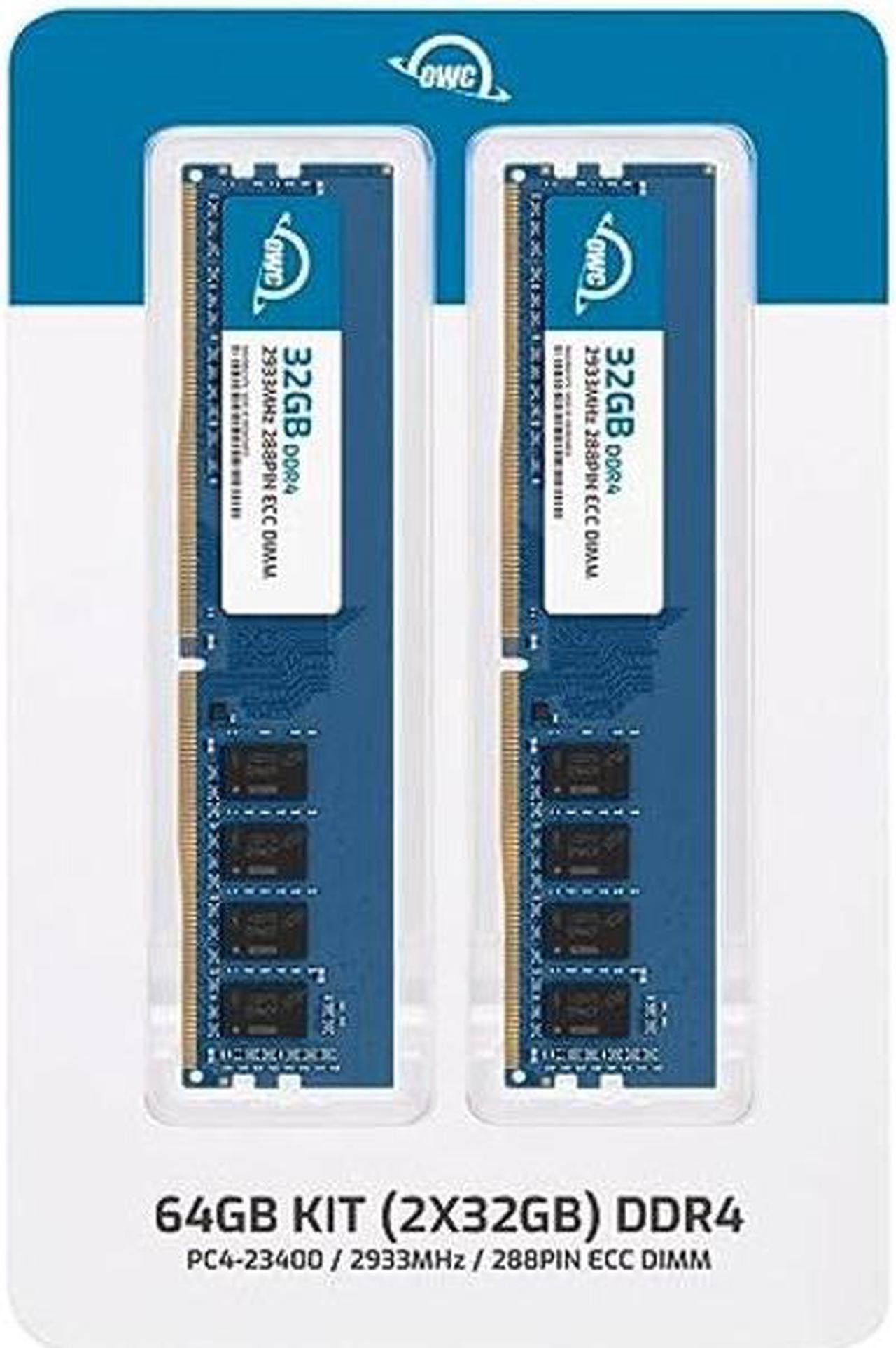 Alt view image 2 of 5 - OWC 64GB (2x32GB) DDR4 2933MHz PC4-23400 CL21 2RX8 ECC Unbuffered UDIMM 1.2V 288-pin Workstation Server Memory RAM