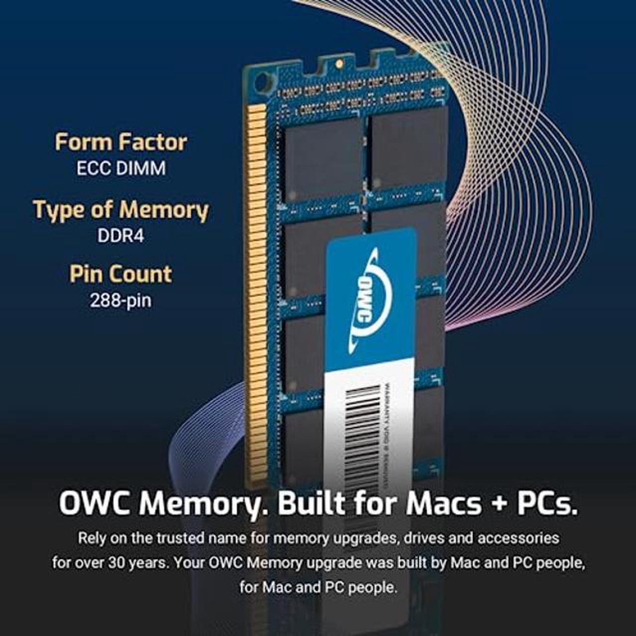 Alt view image 3 of 5 - OWC 64GB (2x32GB) DDR4 2933MHz PC4-23400 CL21 2RX8 ECC Unbuffered UDIMM 1.2V 288-pin Workstation Server Memory RAM