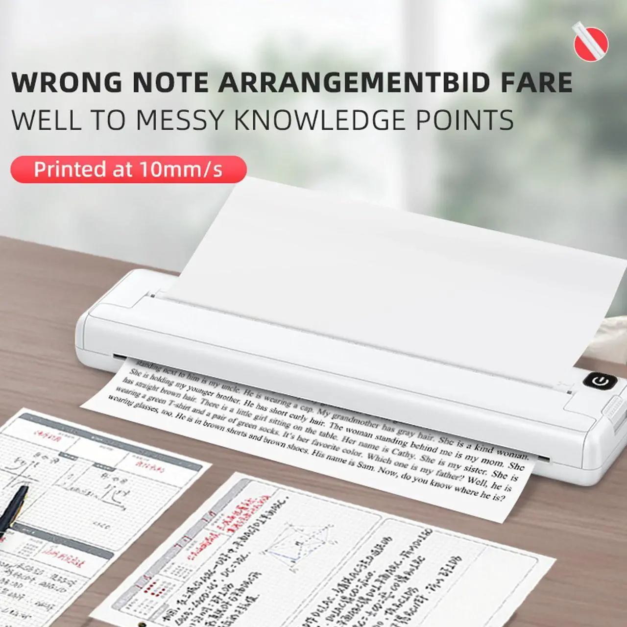 Alt view image 2 of 5 - Diydeg Portable Printer, A4 Wireless Bluetooth Thermal Printer, Inkless Mobile Printer for Travel, Home, Office, for iOS and for Android Phone & Laptop, Support 210mm 218mm Thermal Paper