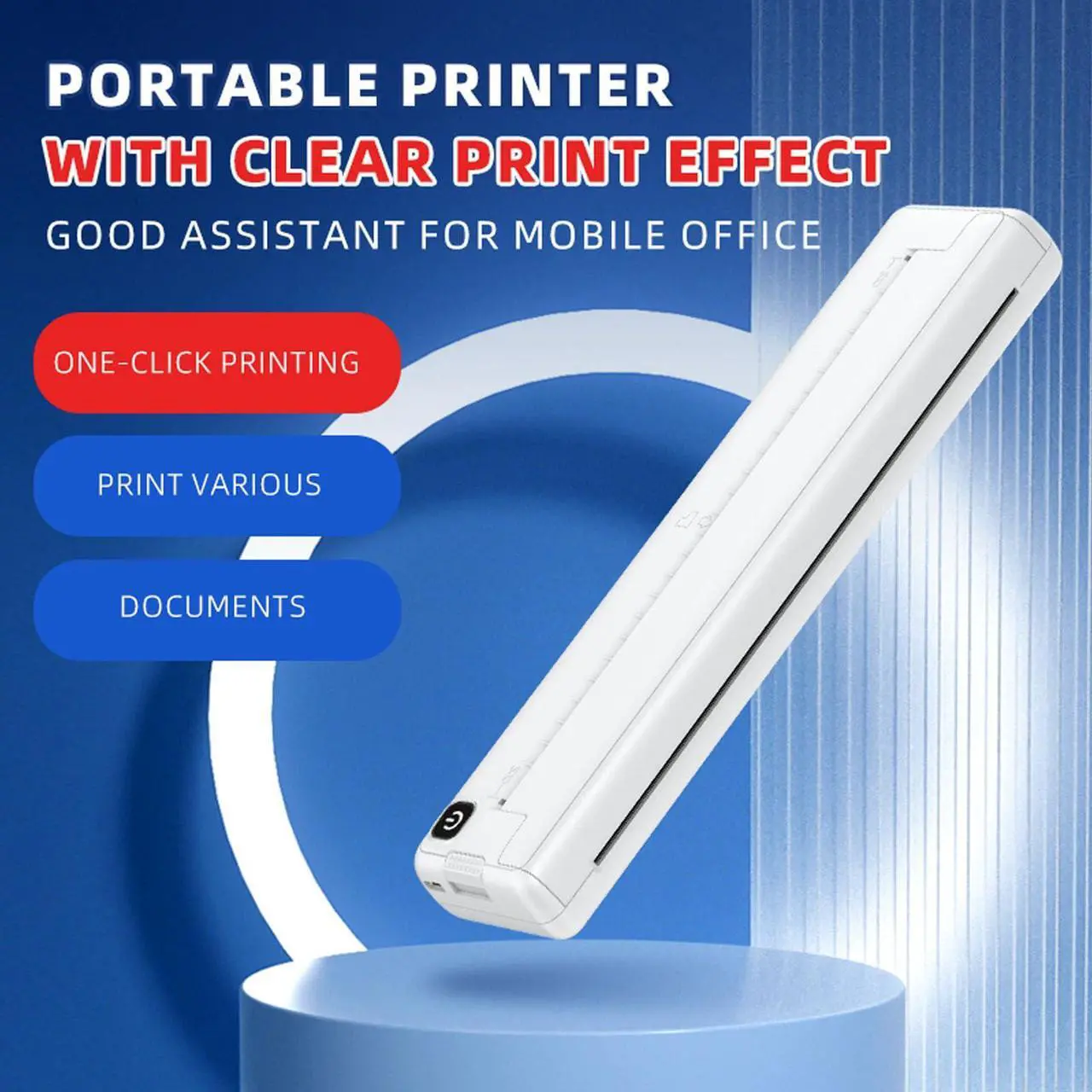 Alt view image 3 of 5 - Diydeg Portable Printer, A4 Wireless Bluetooth Thermal Printer, Inkless Mobile Printer for Travel, Home, Office, for iOS and for Android Phone & Laptop, Support 210mm 218mm Thermal Paper