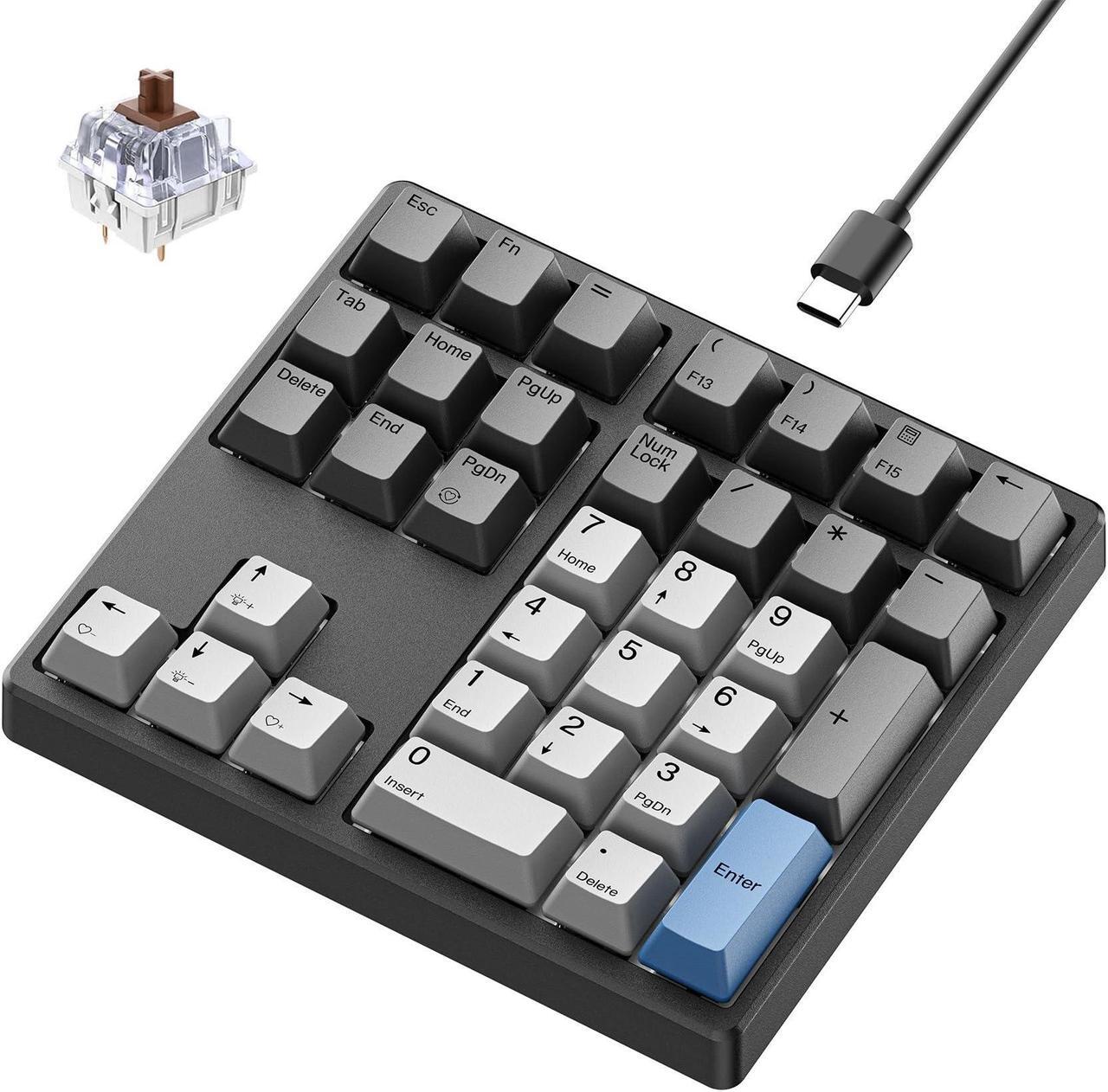 Main image of Kisnt Mechanical Number Pad, 34 Key Hot Swappable Numpad with Gateron Switches Wired USB Numeric Keypad with PBT Keycaps White Backlit Keypad for Laptop, Mac, PC Desktop (Brown Switch)