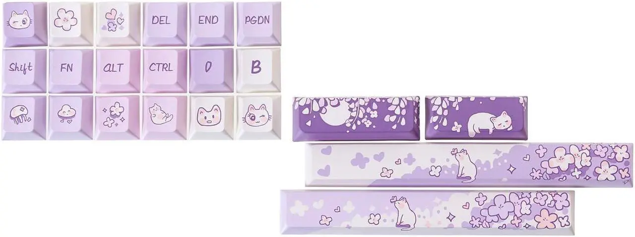 Alt view image 5 of 5 - GK GAMAKAY 150 Keys Purple&White Keycaps Set, Cherry Profile PBT Five-Sided Thermal Sublimation Keycap for 61/64/68/75/80/84/87/98/104/108/Alice Layout Mechanical Gaming Keyboard (Purple&White)