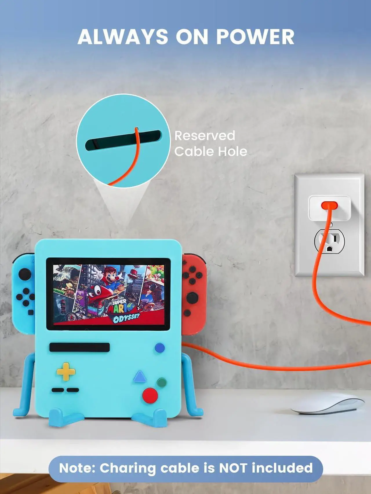 Alt view image 5 of 5 - OrnaZest Console Stand for Nintendo Switch, Fun Gift Holder with Cooling Fan Compatible with Nintendo Switch OLED Accessories Gamer Desk Switch Dock Cute Gaming Case Decor Gift Men Women Kids, Blue