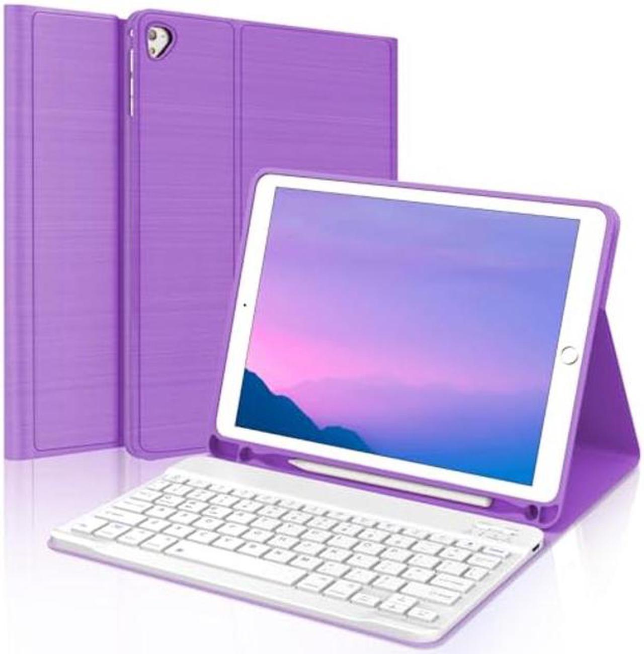 Main image of KVAGO Keyboard Case for iPad 9.7 inch, Compatible with iPad 6th Gen,iPad 5th Gen, iPad Pro 9.7 inch, iPad Air 2, iPad Air, Wireless Bluetooth Keyboard, Protective Folio Cover with Pencil Holder Purple