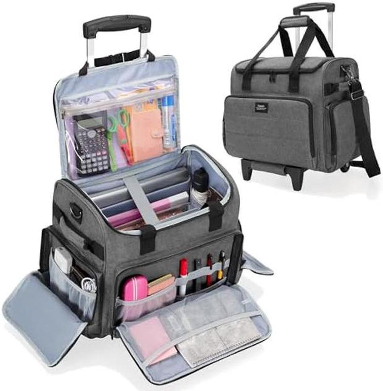 Main image of CURMIO Rolling Teacher Bag with Scalable File Organizer Compartment and Bottom Support Board, Teacher Tote Bag with Wheels for Teaching, Craft, Business Travel, Gray (Patented Design)