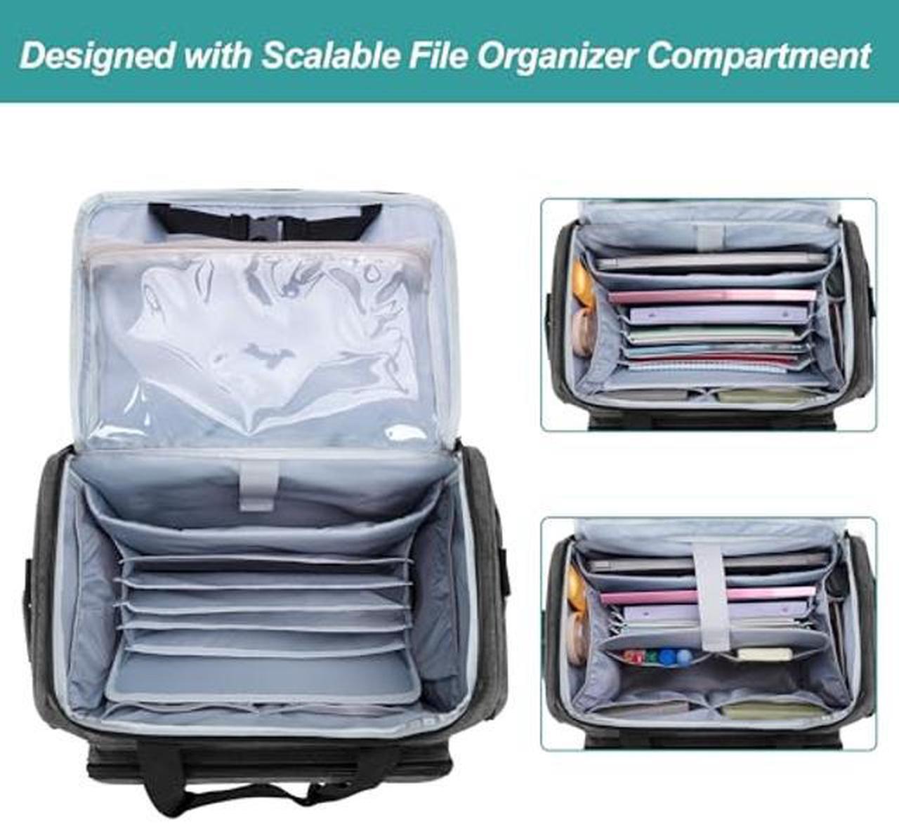 Alt view image 2 of 5 - CURMIO Rolling Teacher Bag with Scalable File Organizer Compartment and Bottom Support Board, Teacher Tote Bag with Wheels for Teaching, Craft, Business Travel, Gray (Patented Design)