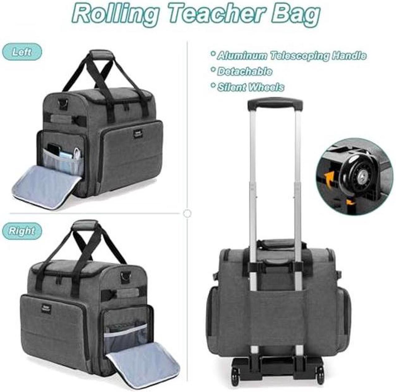 Alt view image 5 of 5 - CURMIO Rolling Teacher Bag with Scalable File Organizer Compartment and Bottom Support Board, Teacher Tote Bag with Wheels for Teaching, Craft, Business Travel, Gray (Patented Design)