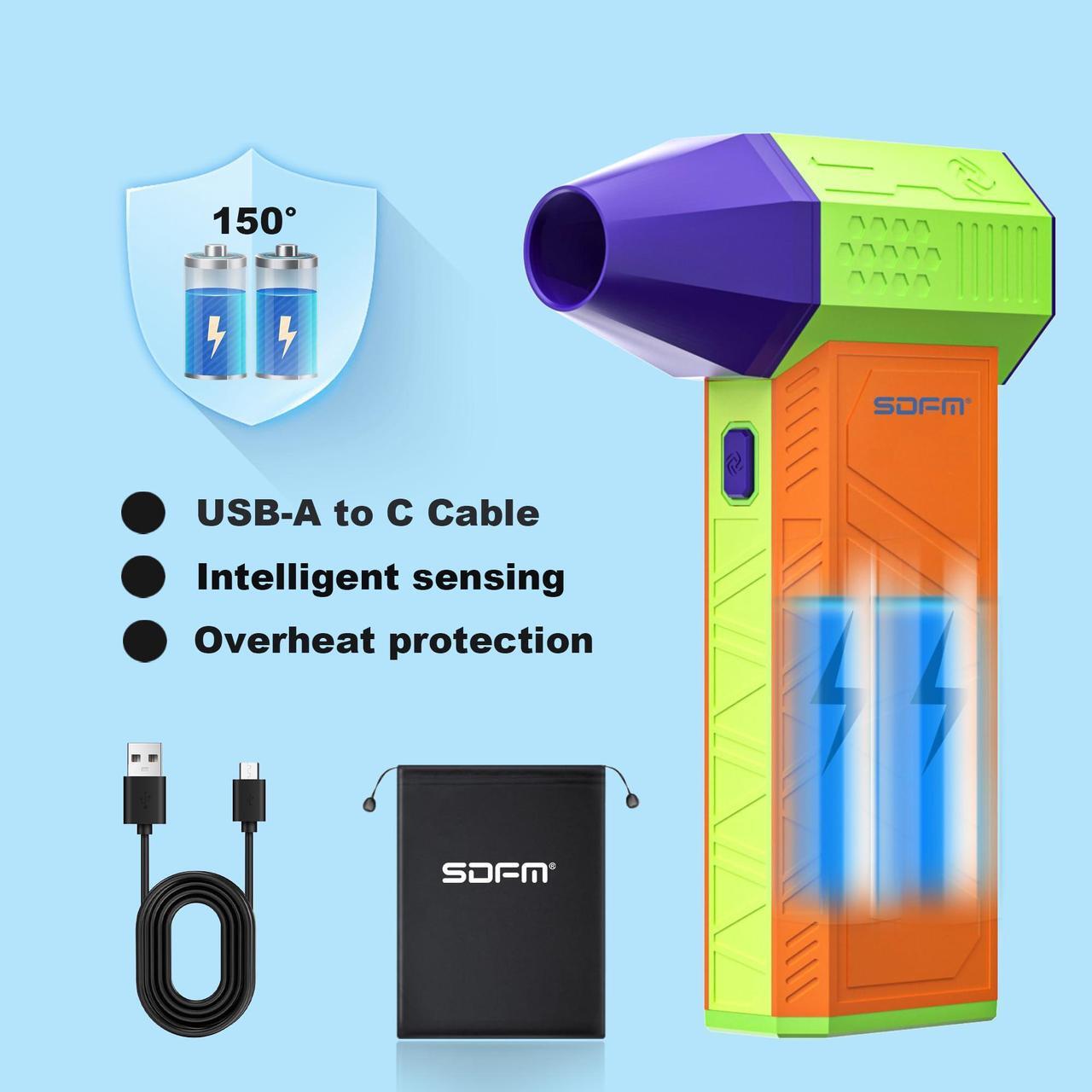 Alt view image 4 of 5 - SDFM Electric Air Duster - 130000RPM Compressed Air Duster,3 Gear Adjustable Jet Dry Blower can Reusable Can for Computer Keyboard,Outdoors,Car,Home.