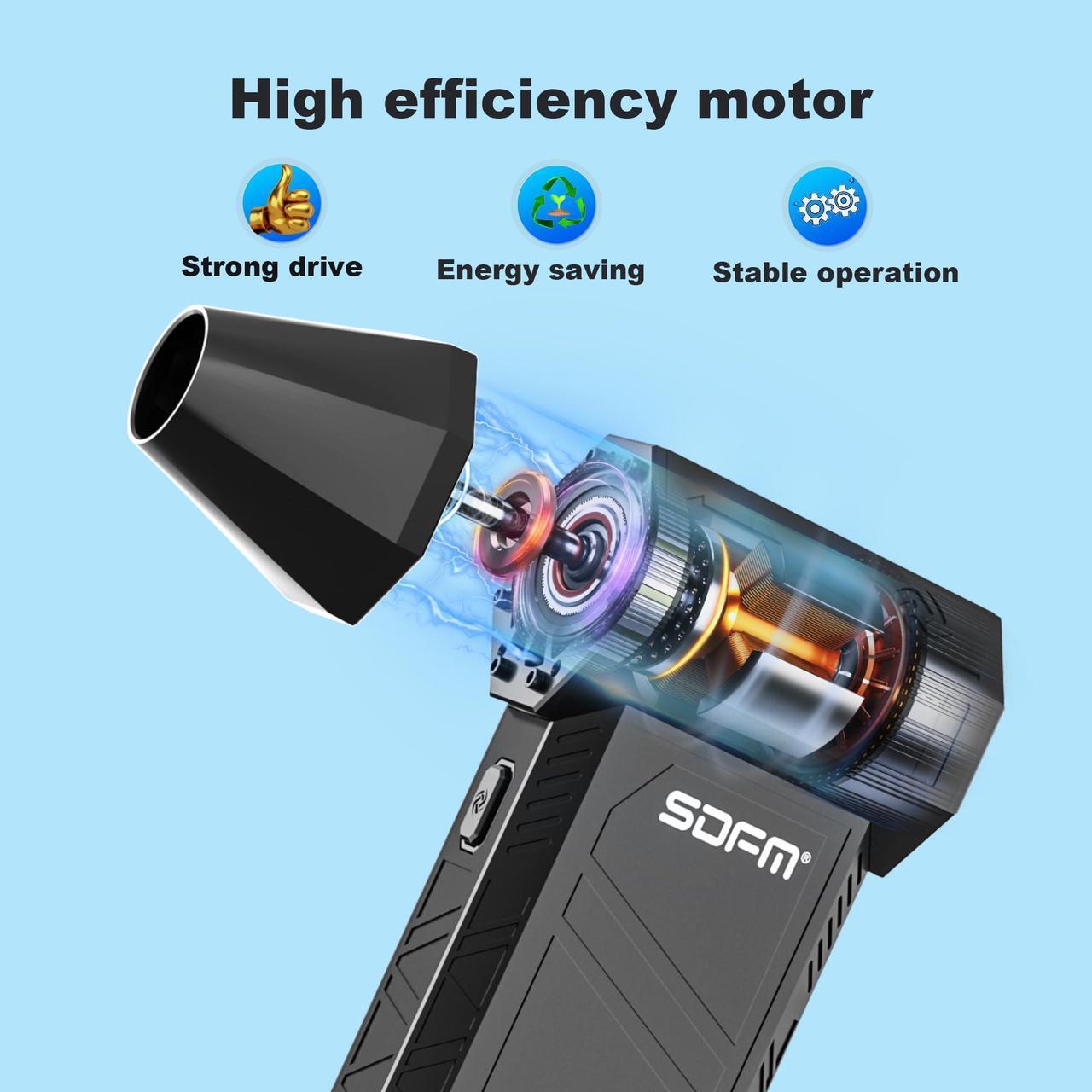 Alt view image 3 of 5 - SDFM Electric Air Duster - 130000RPM Compressed Air Duster,3 Gear Adjustable Jet Dry Blower can Reusable Can for Computer Keyboard,Outdoors,Car,Home.