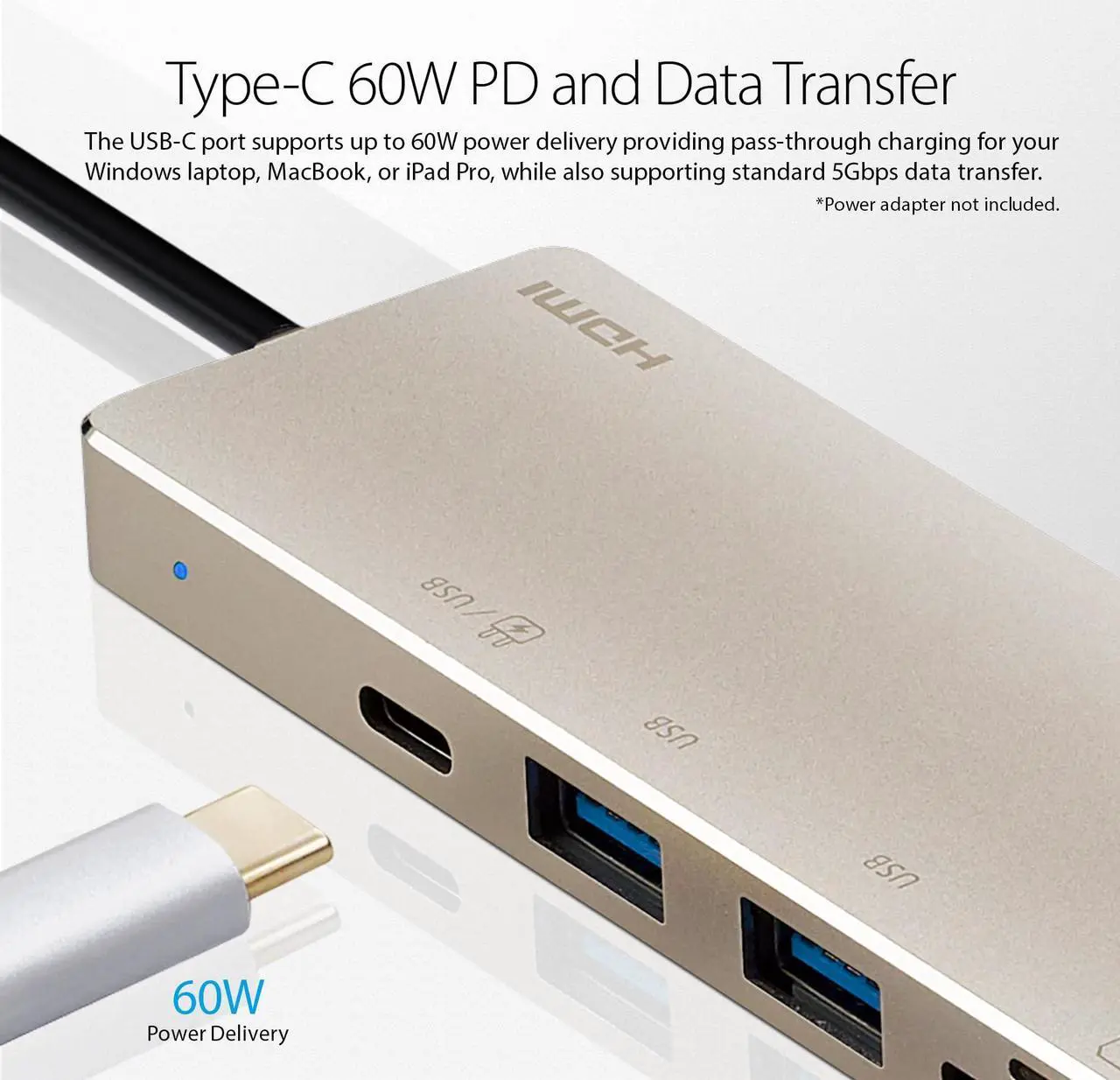 Alt view image 2 of 5 - ATEN UH3239 4K 6 Ports USB C 6-in-1 Portable Mini Docking Station USB C Port Thunderbolt 3, HDMI, SD, Micro SD Card, USB 3.2 60W PD 2.0 for Laptop Tablet Smartphones for Windows and MacBook