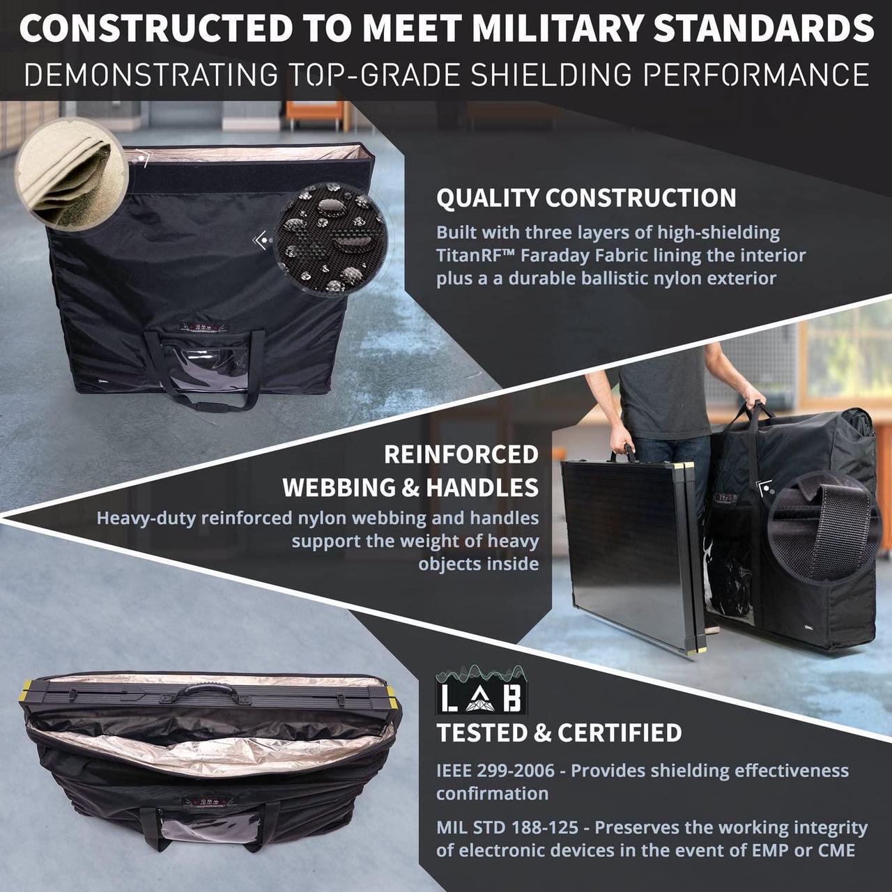 Alt view image 4 of 5 - Mission Darkness Eclipse Faraday Bag for Solar Panels & Extra-Large Electronics // Military-Grade RF Shielding Case Designed for EMP CME Solar Flare Protection, Preppers, and Personal Security