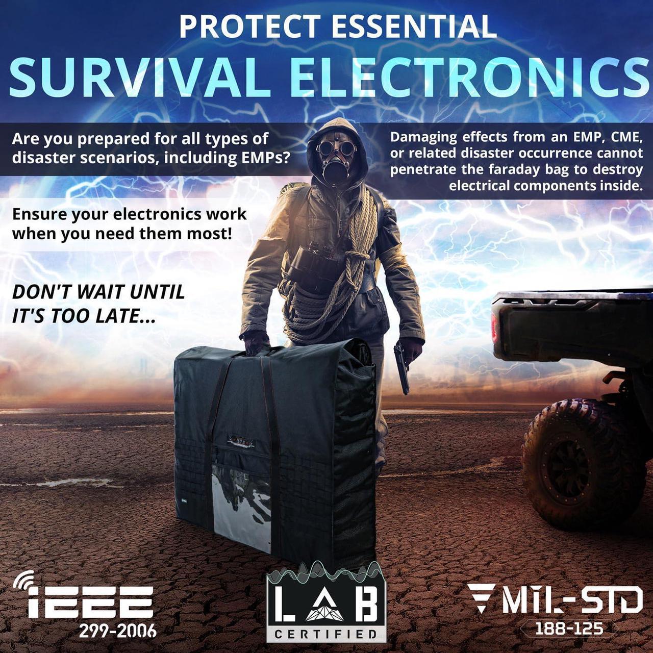 Alt view image 5 of 5 - Mission Darkness Eclipse Faraday Bag for Solar Panels & Extra-Large Electronics // Military-Grade RF Shielding Case Designed for EMP CME Solar Flare Protection, Preppers, and Personal Security