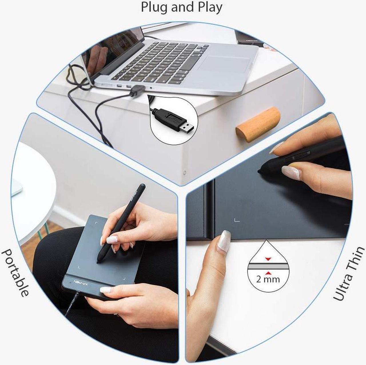 Alt view image 5 of 5 - Drawing Tablet-XP-Pen G430S OSU Tablet Graphic Drawing Tablet with 8192 Levels Pressure 4 x 3 inch Ultrathin Tablet & 2-fingers Glove (Size L) & PN01 Battery-Free Passive Stylus