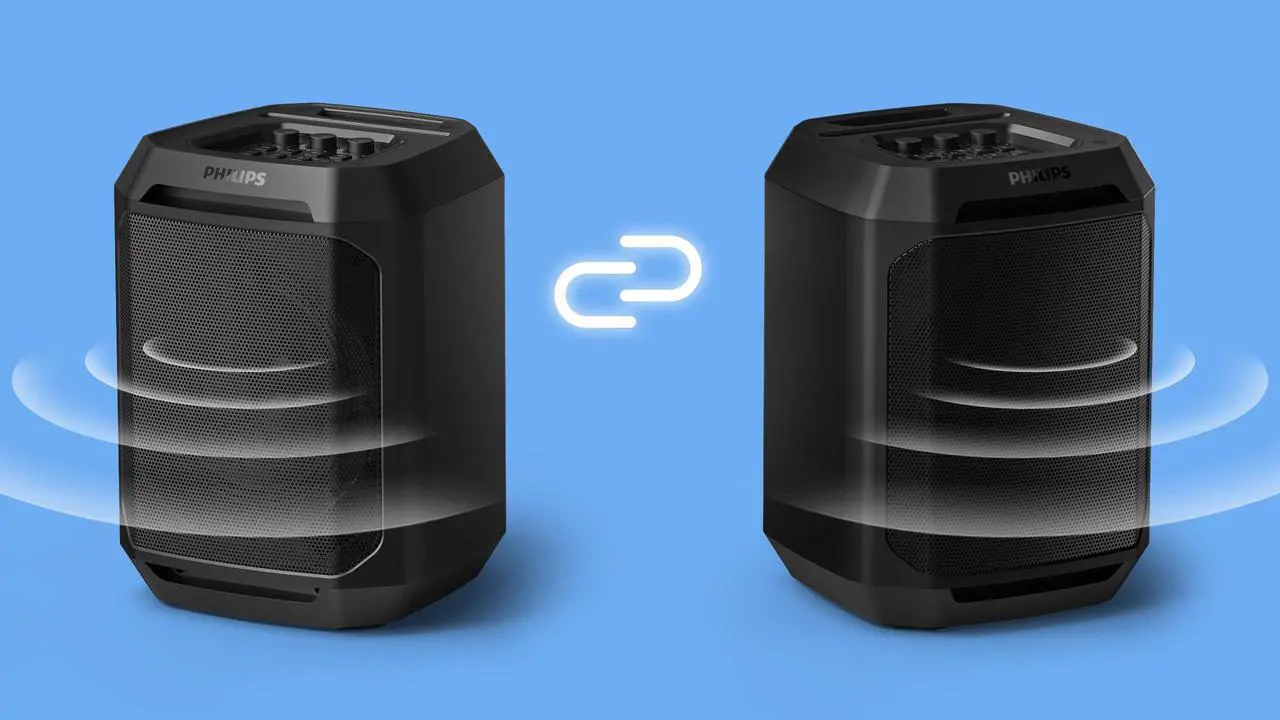 Alt view image 3 of 5 - Philips Bluetooth Party Speaker, Dynamic Bass Boost, Bluetooth and Aux-in, Karaoke Microphone Input, Wireless pairing for stereo sound, Up to 7 Hours battery, Built-in carry handle, USB-C TAX2208