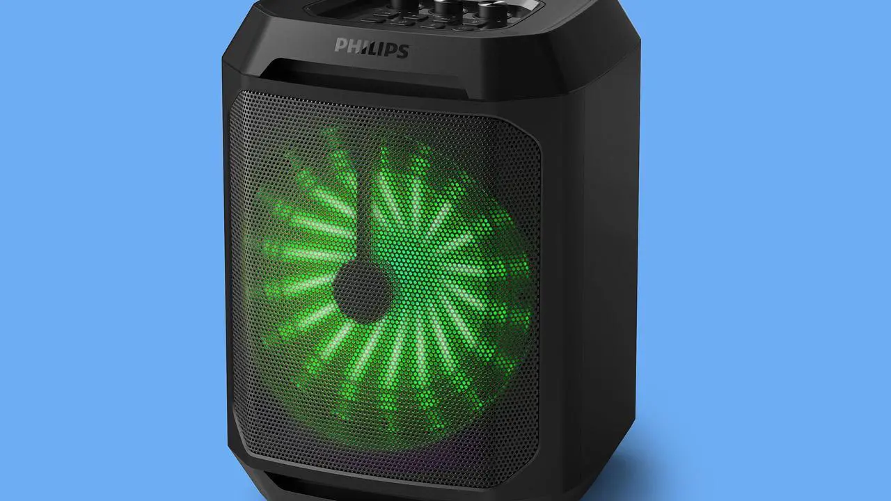 Alt view image 4 of 5 - Philips Bluetooth Party Speaker, Dynamic Bass Boost, Bluetooth and Aux-in, Karaoke Microphone Input, Wireless pairing for stereo sound, Up to 7 Hours battery, Built-in carry handle, USB-C TAX2208
