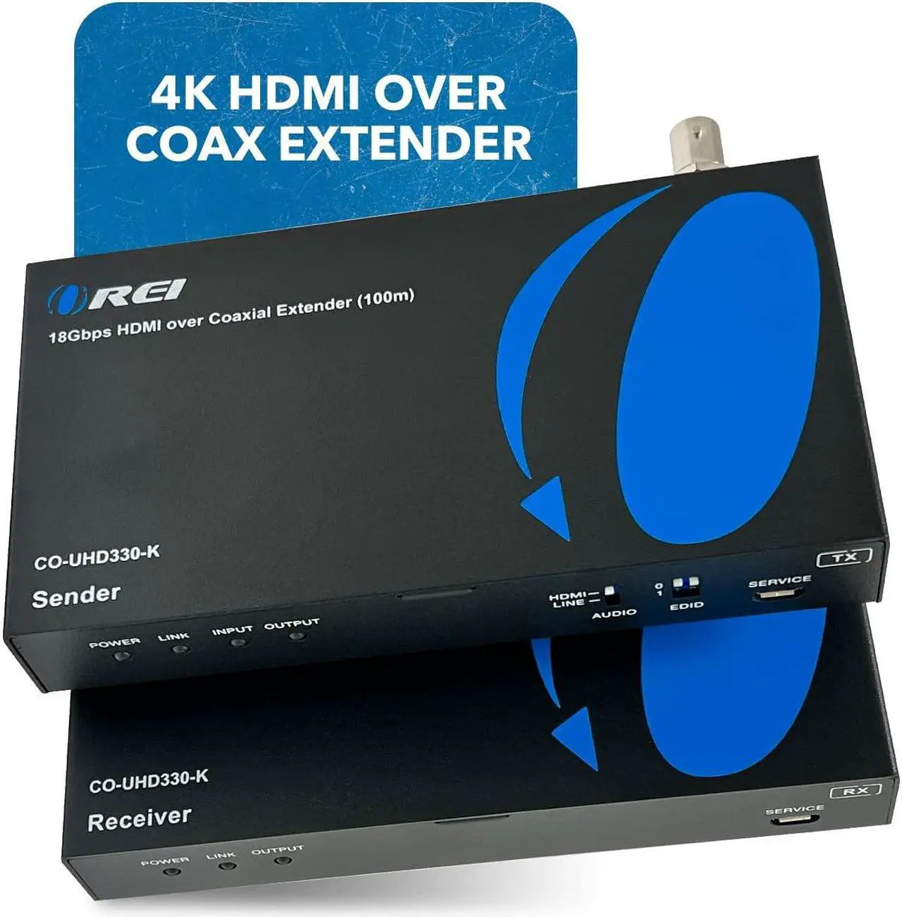 Alt view image 2 of 5 - OREI 4K HDMI over Coax Extender Upto 330 Feet - UltrHD HDMI 2.0 Over Coaxial Cable 75Ohm RG-6 Copper Dual Bidirectional IR Control, Audio Out CO-UHD330-K