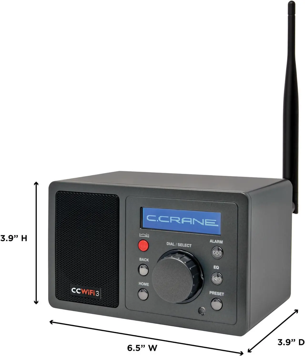 Alt view image 2 of 5 - C. Crane CC WiFi 3 Internet Radio with Skytune, Bluetooth Receiver, Clock and Alarm with Remote Control, Access to Thousands of Radio Stations Worldwide