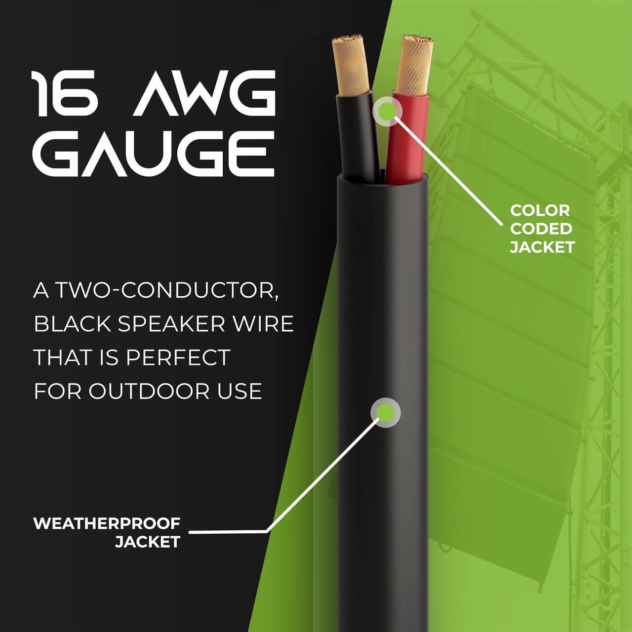 Alt view image 2 of 5 - GearIT 16/2 Speaker Wire (250 Feet) 16AWG Gauge - Outdoor Direct Burial in Ground/in Wall / CL3 CL2 Rated / 2 Conductors - OFC Oxygen-Free Copper, Black 250ft