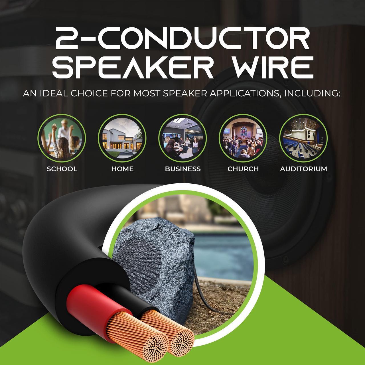 Alt view image 4 of 5 - GearIT 16/2 Speaker Wire (250 Feet) 16AWG Gauge - Outdoor Direct Burial in Ground/in Wall / CL3 CL2 Rated / 2 Conductors - OFC Oxygen-Free Copper, Black 250ft